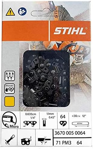 STIHL 71PM364E 16-Inch Chainsaw Chain Replacement - Fits STIHL Chainsaws - Durable Cutting Performance for Wood Cutting, Tree Trimming & Firewood Preparation