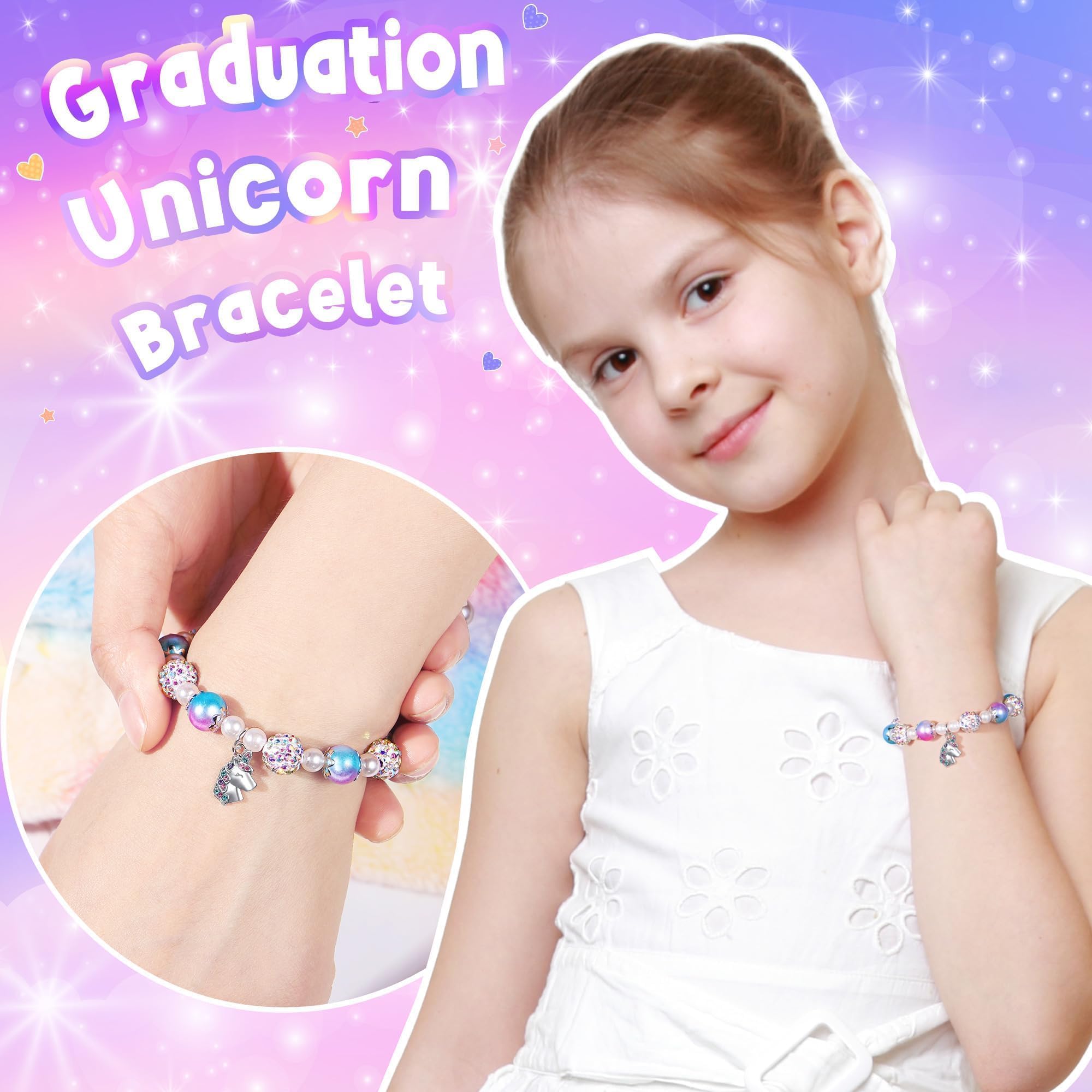 2025 Unicorn Charm Bracelet for Girls - 5th Grade Graduation Gift for Daughter, Granddaughter, Niece - Preschool & Kindergarten Graduation Present with Card & Gift Box - Perfect for School Ceremonies & Special Occasions