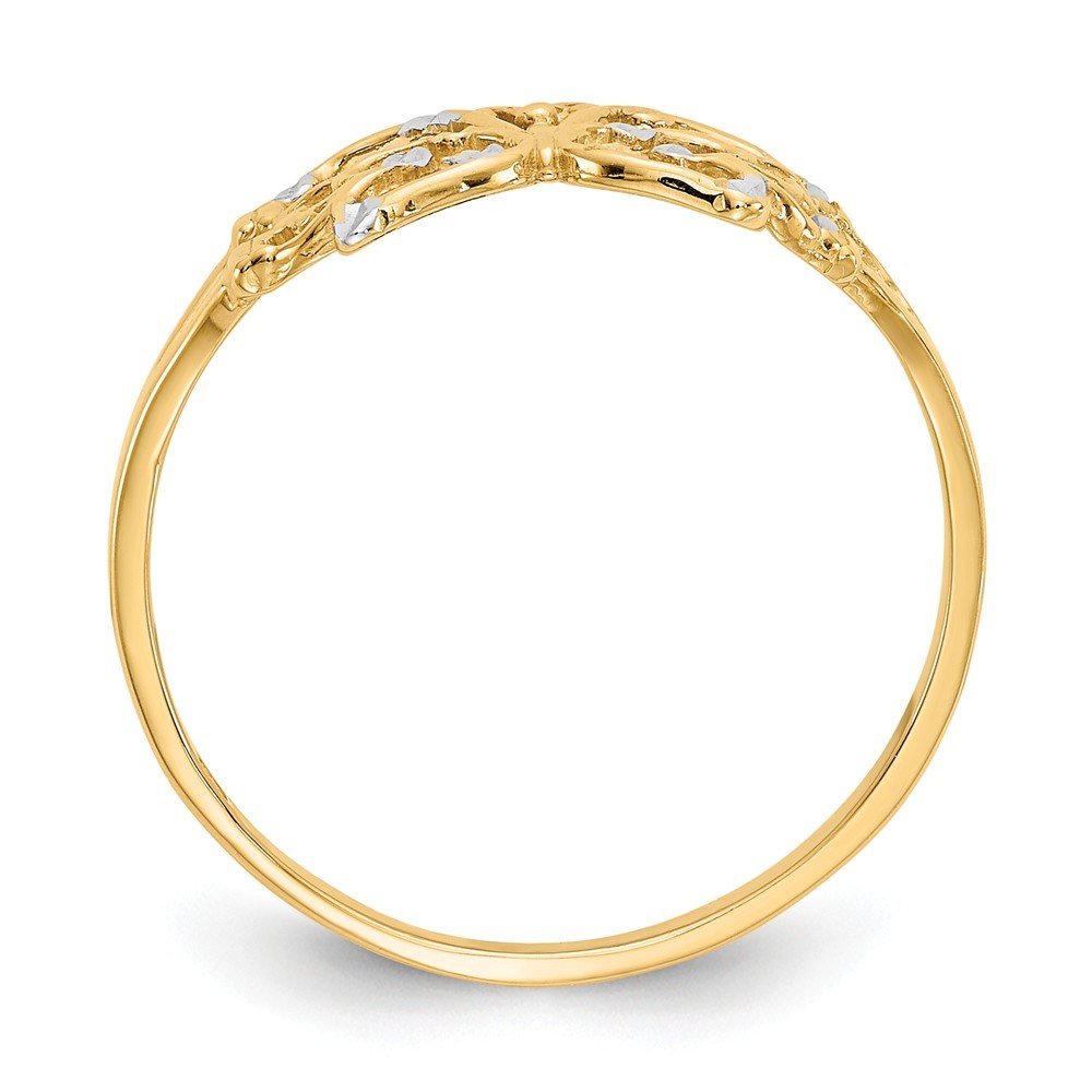 14K Yellow & White Gold Two-Tone Diamond-Cut Butterfly Fashion Ring (1-9mm) - Elegant Jewelry for Women, Perfect for Parties, Weddings & Daily Wear