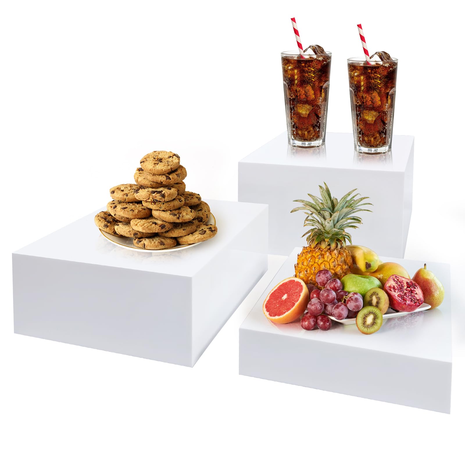2nd Generation Acrylic Display Riser Set - 3-Piece Hollow Bottom Buffet Stand for Catering, Desserts, Cakes, Cupcakes & Pastries | Perfect for Bakeries, Restaurants, Weddings & Events