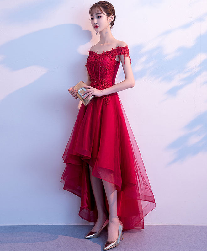 Elegant Burgundy Tulle Lace Prom Dress & Evening Gown - Formal Ball Gown for Homecoming, Wedding Guest, Quinceañera & Special Occasions