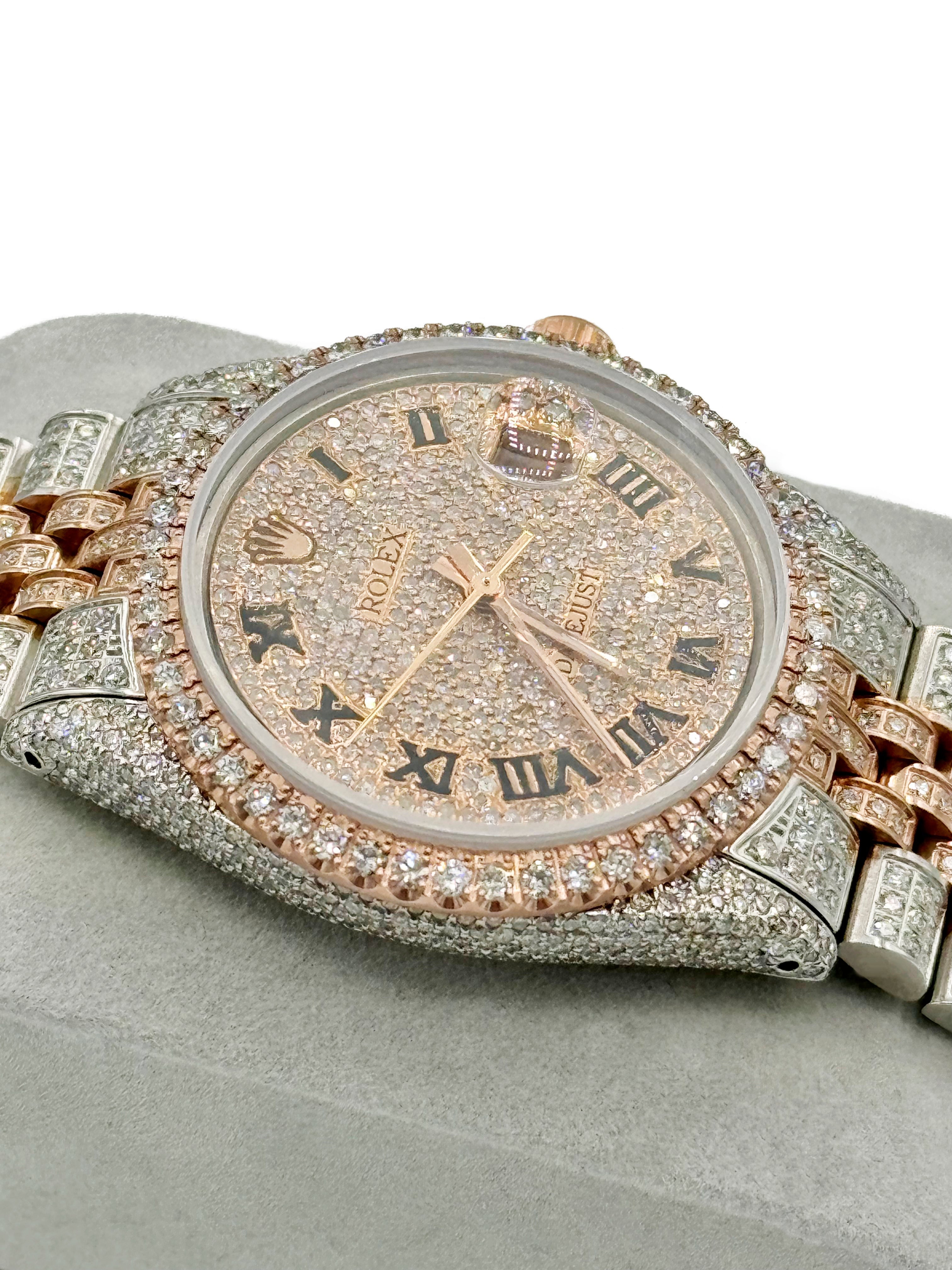 Luxury Rolex Datejust 36MM Iced Out Watch with Diamond Earrings Set - Perfect for Gifts, Special Occasions & Luxury Fashion Accessories