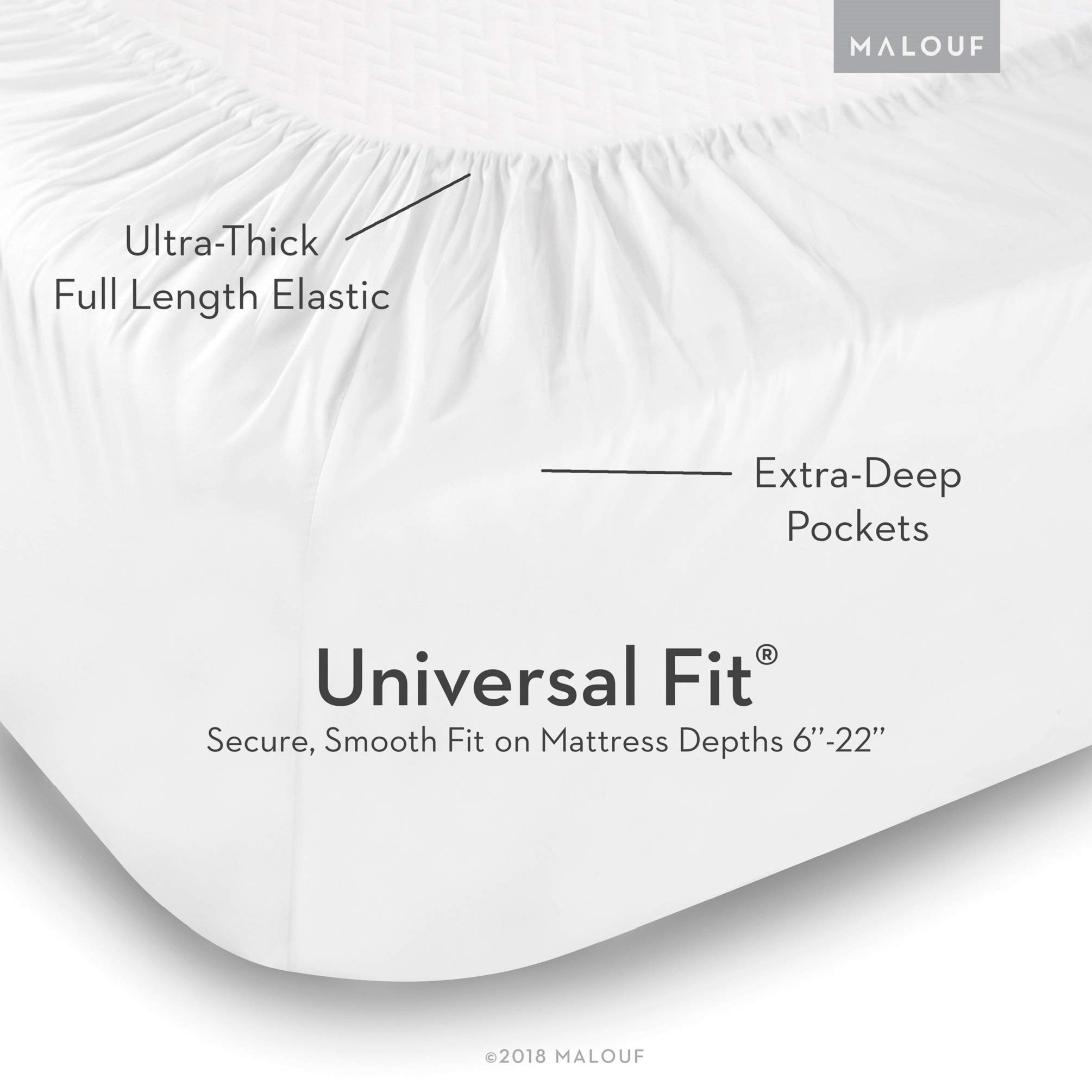 Malouf MA04TTIVIS Twin Ivory Waterproof Mattress Protector - Hypoallergenic, Breathable, Fitted Sheet Style for Bed Bug & Allergy Protection - Perfect for Kids, Guest Rooms & Dorm Use
