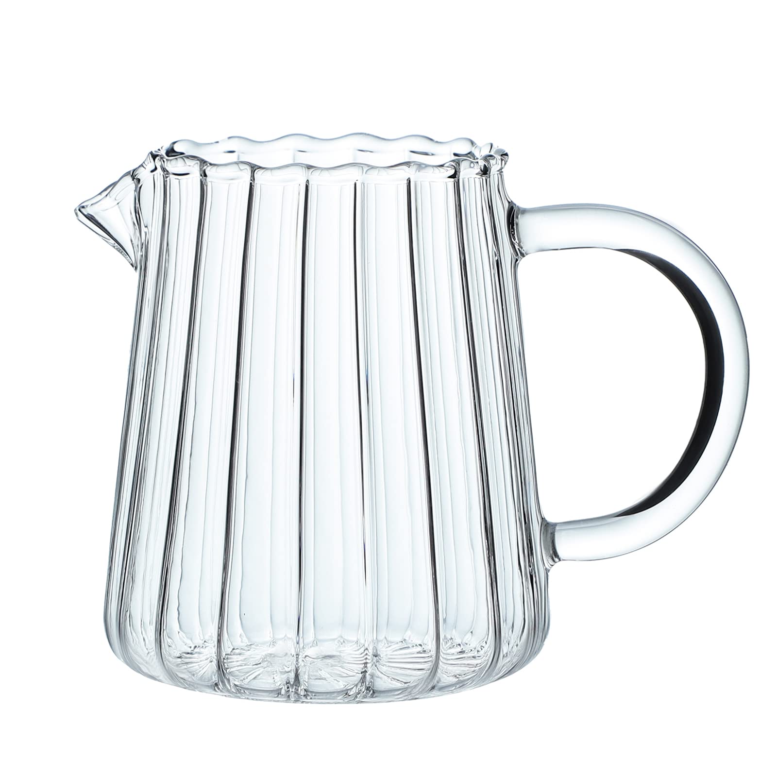 Elegant Wave Shaped Crystal Glass Creamer Pitcher - 8.5 oz Coffee, Milk & Sauce Serving Jug for Kitchen, Dining & Entertaining - Perfect for Tea Parties, Brunch & Hosting Guests