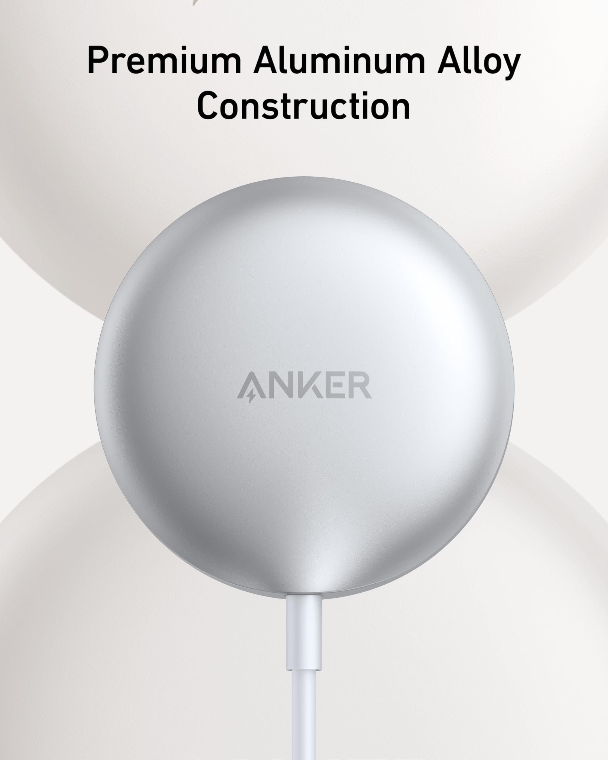 Anker MagGo Qi2 Certified 15W Wireless Charging Pad - MagSafe Compatible for iPhone 16/15/14/13/12 Series (Includes USB-C Charger, White) | Fast Wireless Charger for Home, Office & Travel