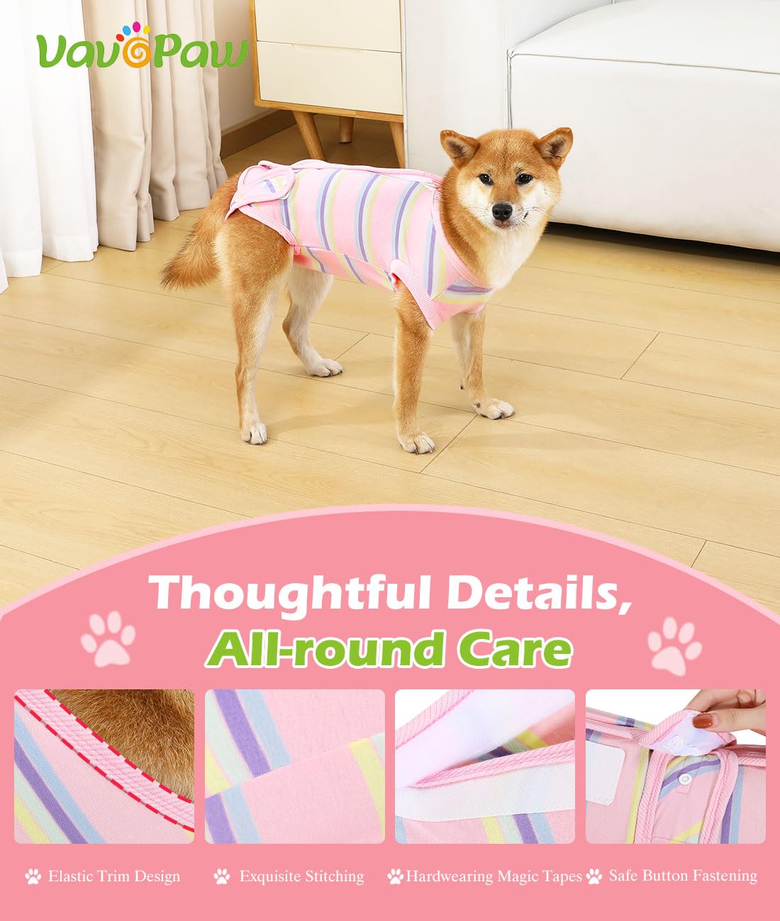 Dog Surgery Recovery Suit - Post-Surgical Onesie for Male & Female Dogs - Soft Cone Alternative for Abdominal Wounds & Skin Care - Comfortable Pet Bodysuit (Pink) - Ideal for Post-Op Healing & Wound Protection