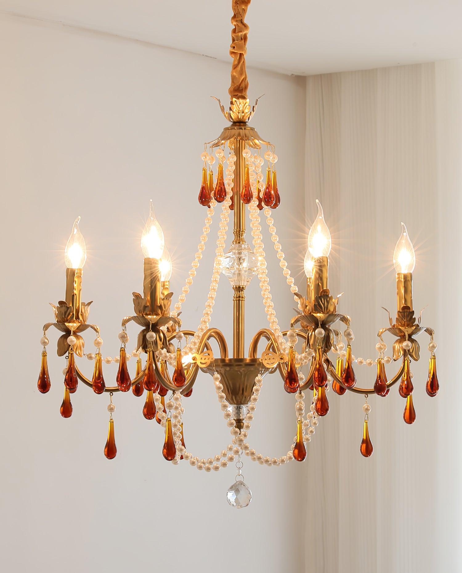 Luxury Aureate Amber Crystal Chandelier - Elegant Ceiling Light Fixture for Dining Room, Living Room & Bedroom Decor