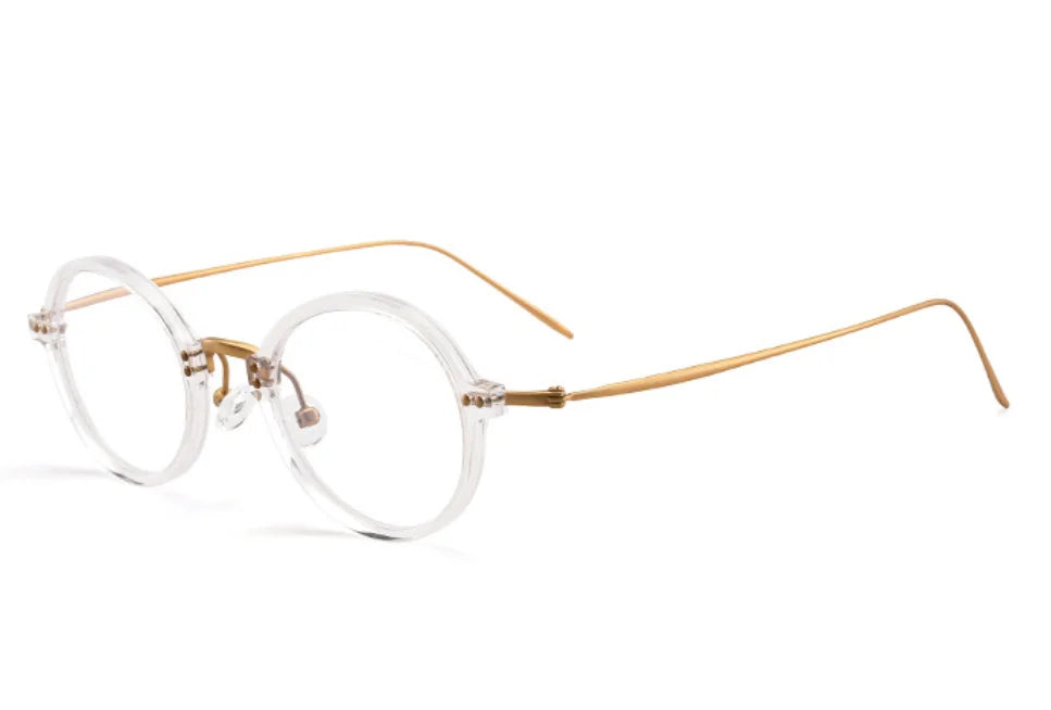 Aimee Women's Full Rim Small Round Titanium Acetate Eyeglasses Frame 12543 - Lightweight & Durable Glasses for Work, Reading & Fashion Accessories
