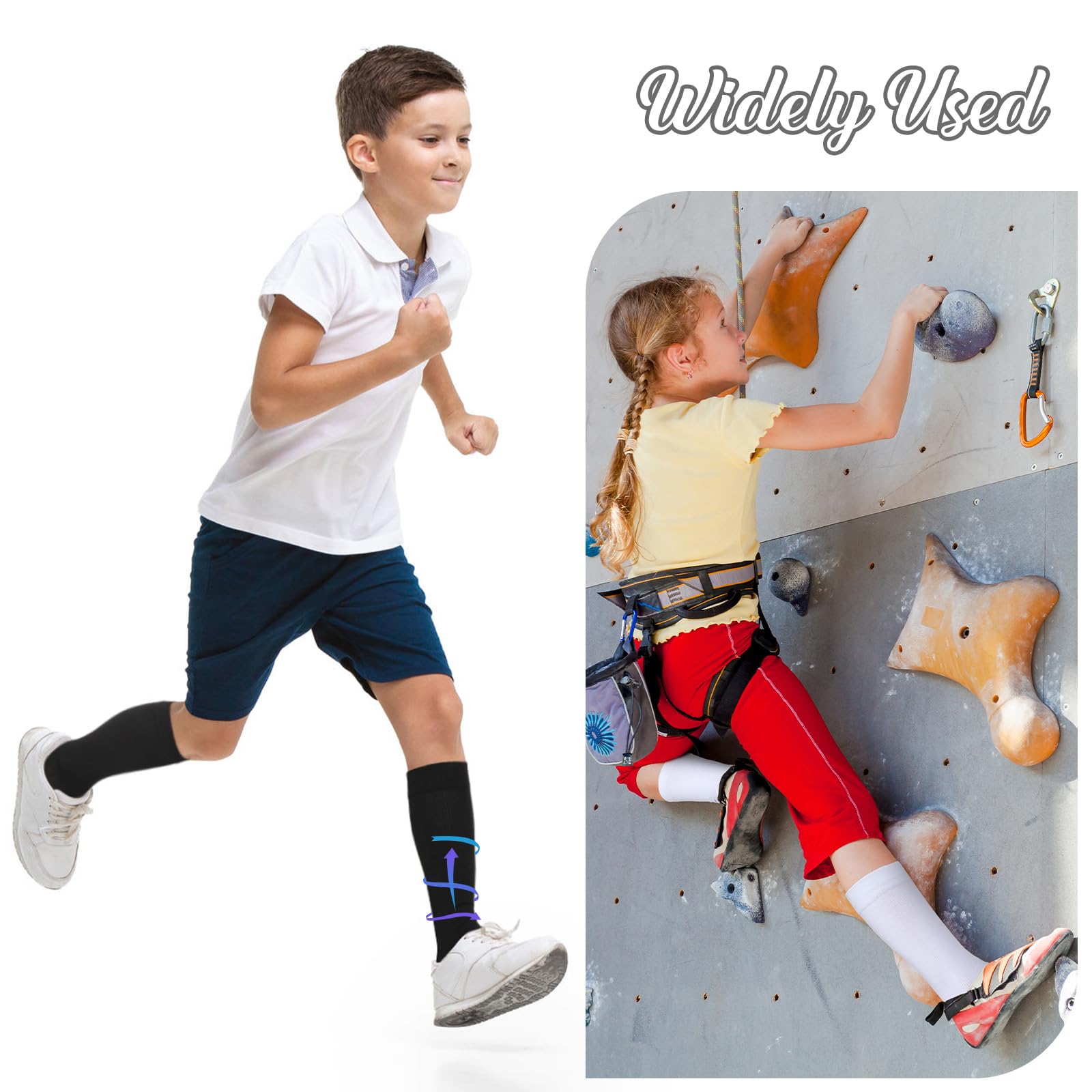 4 Pairs Kids Compression Socks 15-20 mmHg - Knee High Support Stockings for Children, Boys & Girls - Perfect for Travel, Sports & School Activities