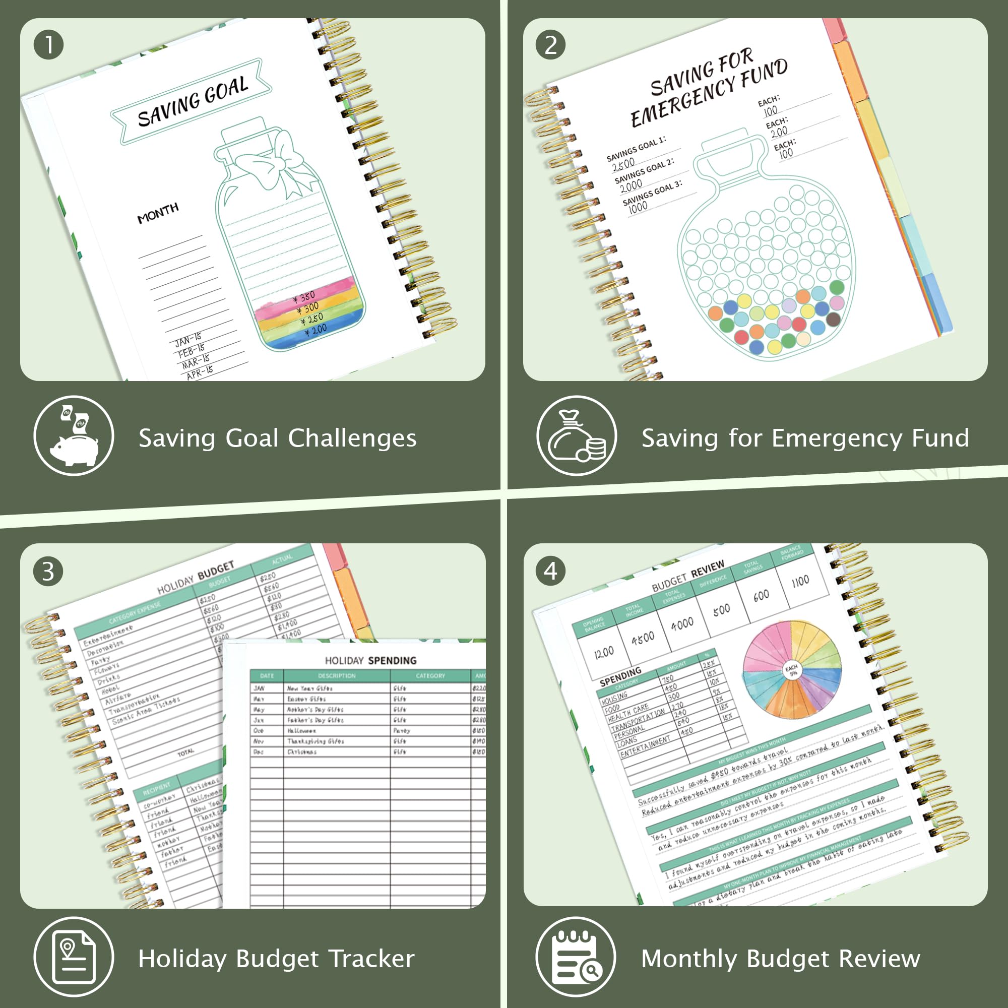 Ospelelf 2025 Budget Planner - Spiral Monthly Bill Organizer with Stickers, 8.5 x 11