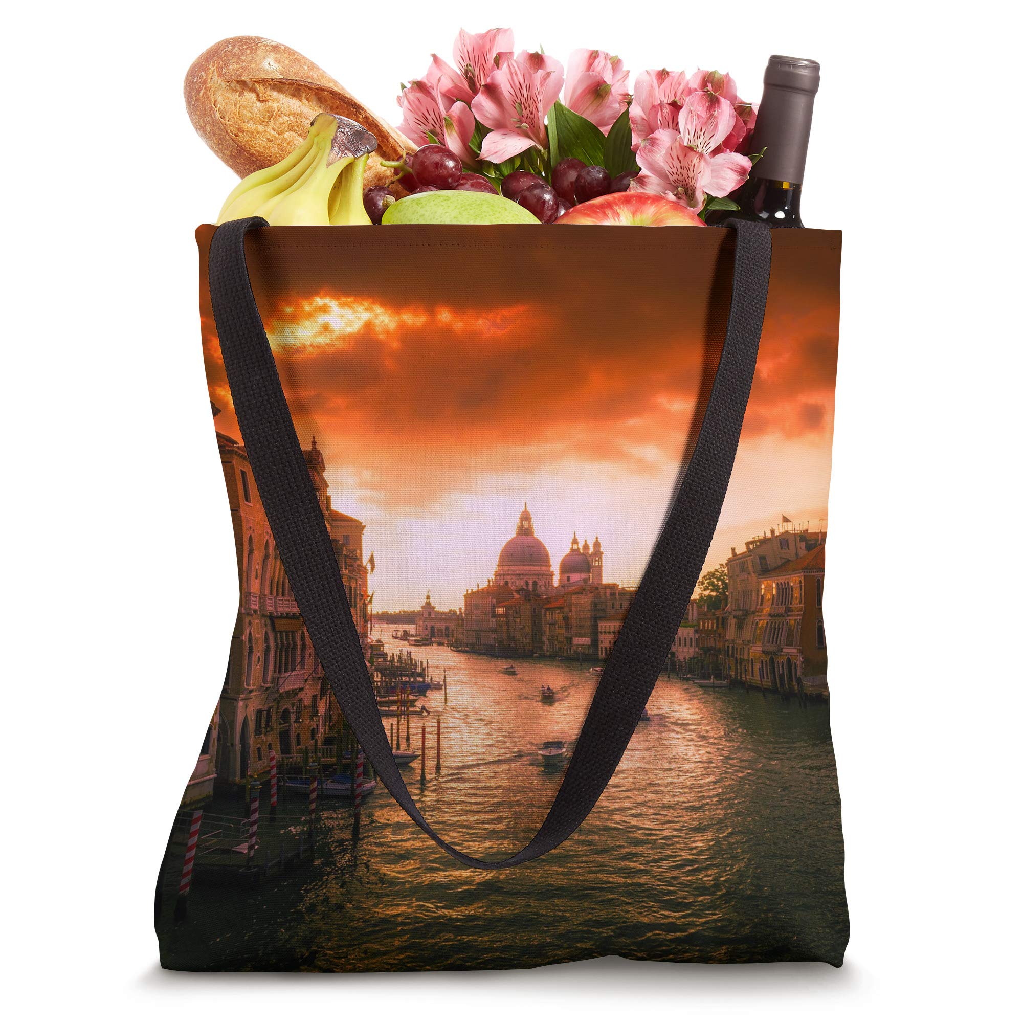 Stylish Venice Italy Tote Bag - Durable Canvas Shopping Bag with Italian Landmark Print | Perfect for Travel, Beach, Grocery & Everyday Use