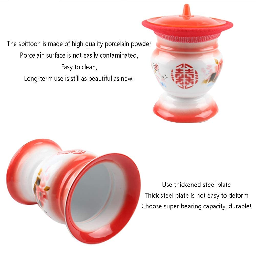 XBSXP Enamel Bedpan & Spittoon - Large Capacity Portable Chamber Pot with Handle & Lid - Universal Night Pot for Adults & Kids - Easy to Clean - Ideal for Home Care, Hospitals & Travel Use