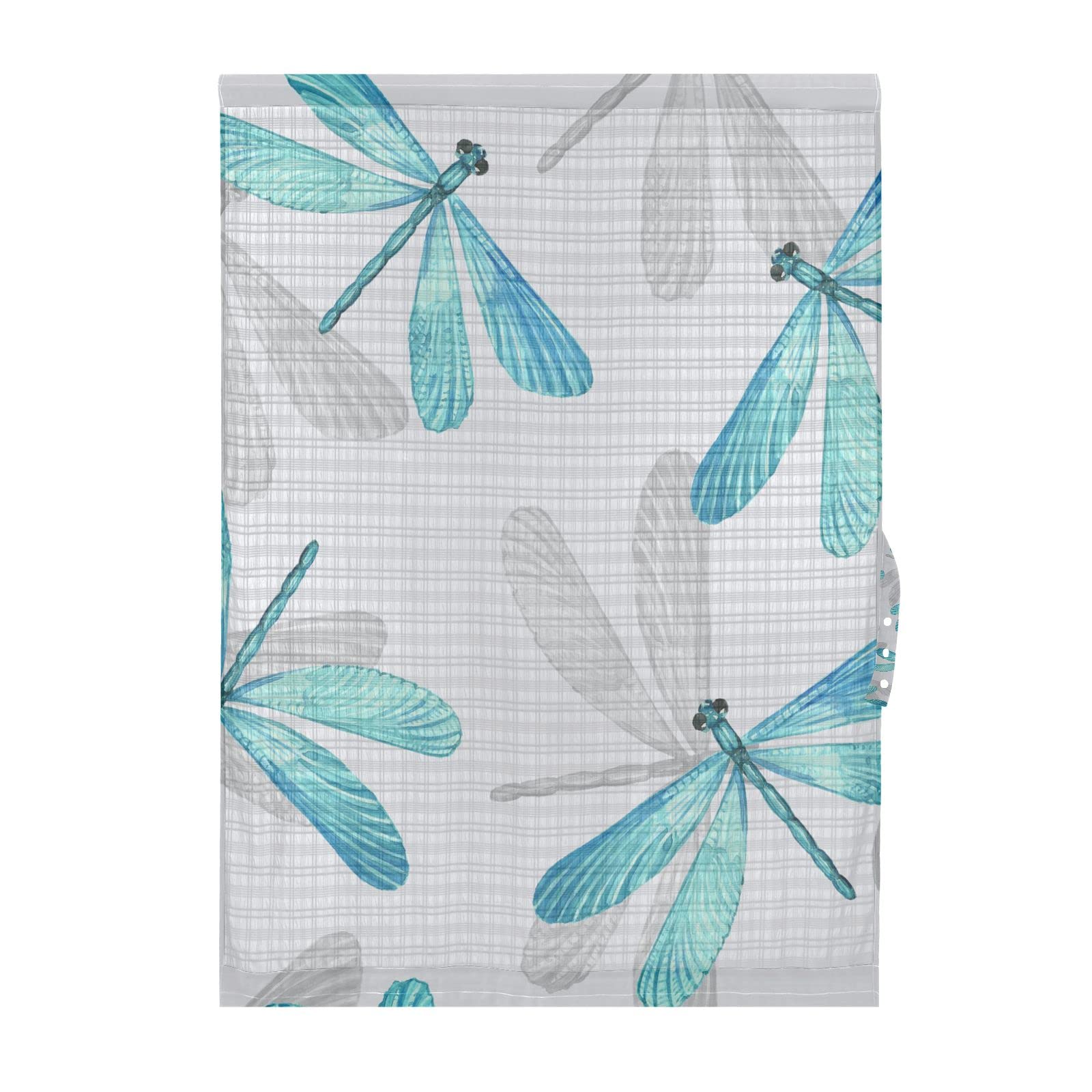 Dragonfly Blue Glass Door Panel Window Curtain - Elegant Entry Door & French Door Treatments for Farmhouse, Dorm & Nursery Decor - Perfect for Front Door, Foyer & Window Blinds - 1 PC (Ideal for Girls' Room, Farmhouse Style & Cozy Home Decor)