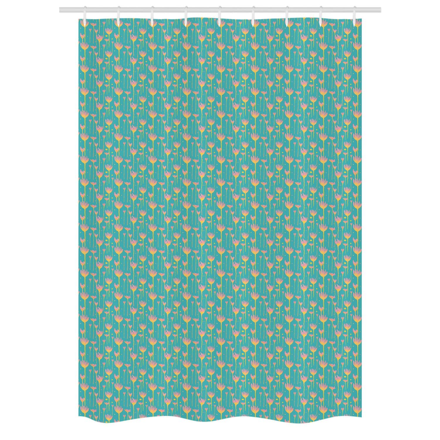 Ambesonne Floral Shower Curtain Set with Hooks - Abstract Spring Flower Watercolor Design, Dark Seafoam Mustard Bathroom Decor, 54x78 Inches - Perfect for Modern, Vintage or Bohemian Style Bathrooms