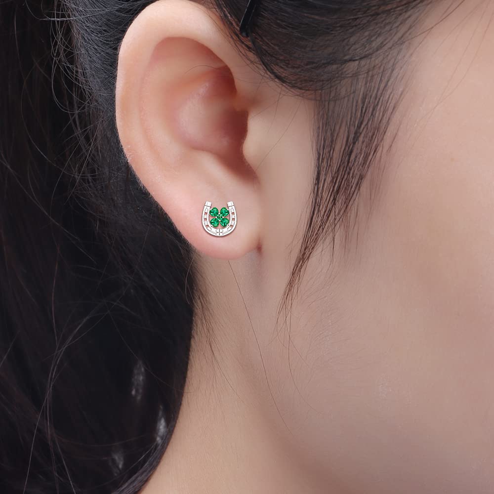 Festive Sterling Silver Stud Earrings for Women - Mardi Gras Shamrock, Christmas Reindeer, Dinosaur, Cow, Llama & Halloween Spider Designs | Holiday Party Jewelry Gifts for Christmas, Halloween & St. Patrick's Day Celebrations