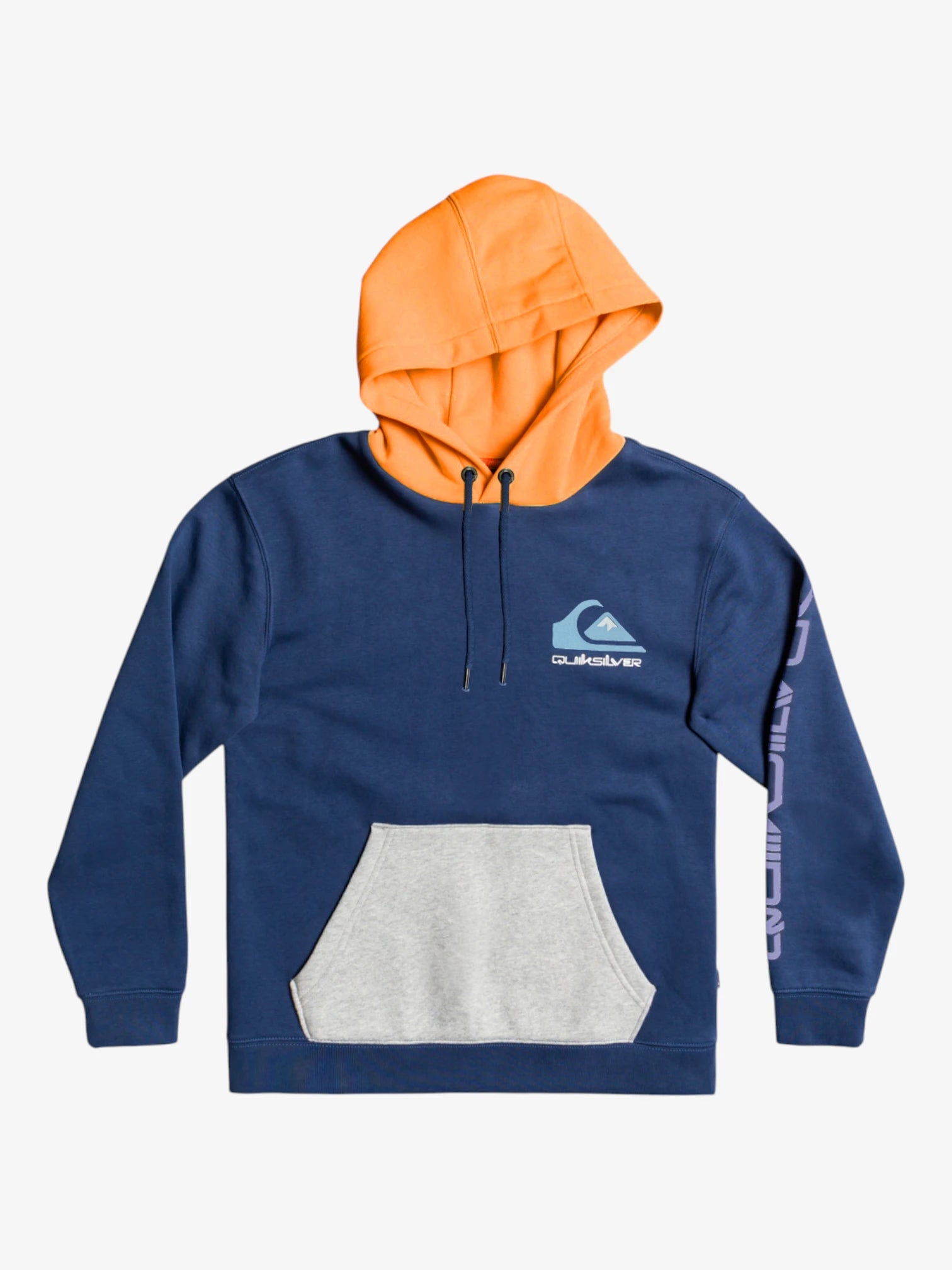 Quiksilver Omni Logo Block Hoodie for Kids - Brown, Blue & Gray | Warm & Comfortable Pullover for Boys & Girls | Perfect for School, Play & Outdoor Activities