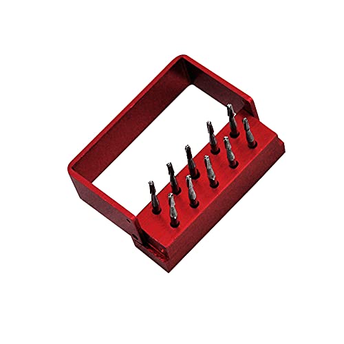 Premium Tungsten Steel Dental Crown Cutter Burs FG-1957 - 10pcs Friction Grip Grinding Drilling Burs Kit with Holder for Denture & Teeth Crown Breaker - Ideal for Dental Labs, Prosthodontics & Crown Preparation Procedures