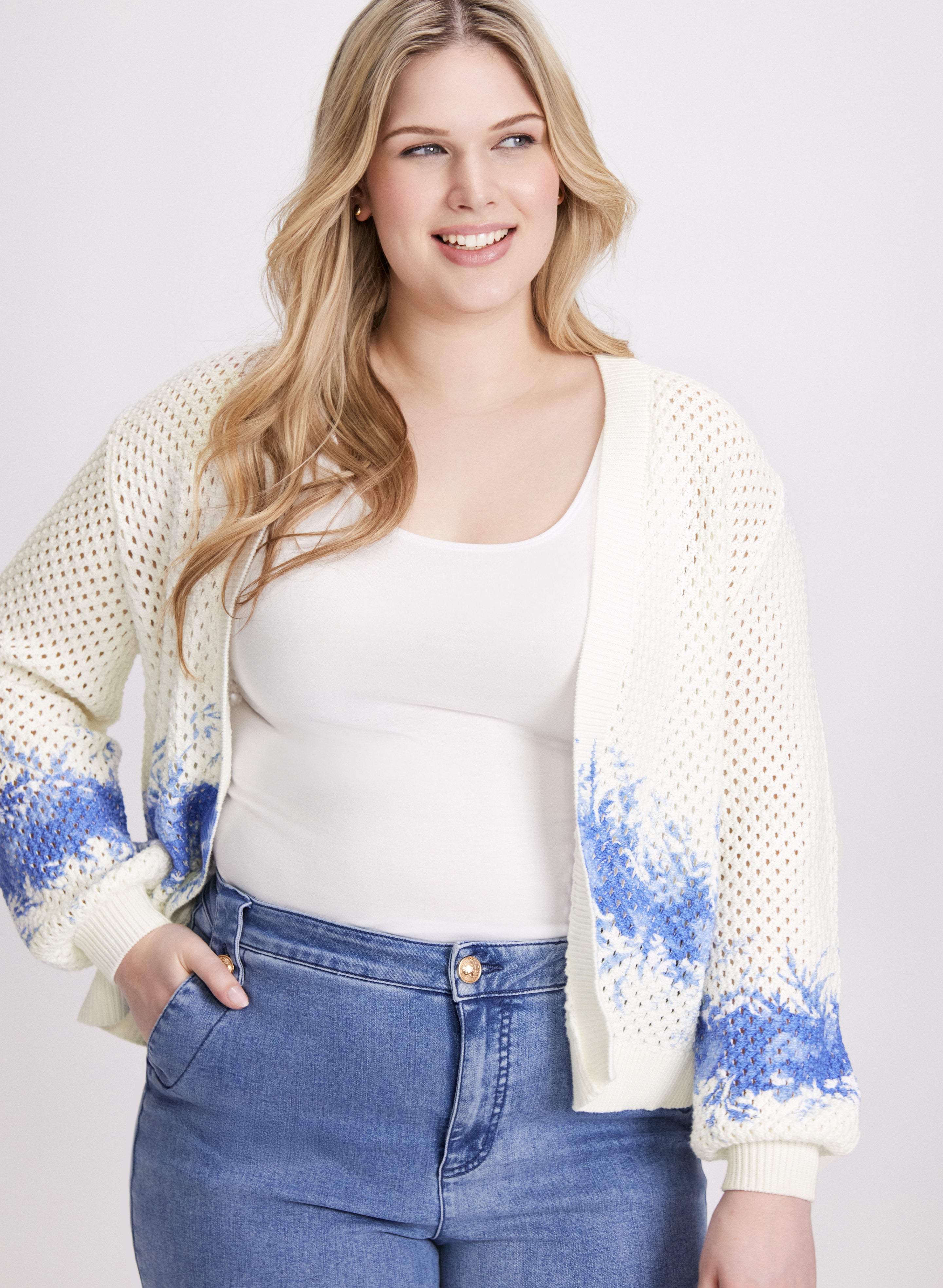 Abstract Dye Detail Cardigan Women's Fashion Knitwear - Perfect for Casual Outfits, Office Wear & Cozy Layering