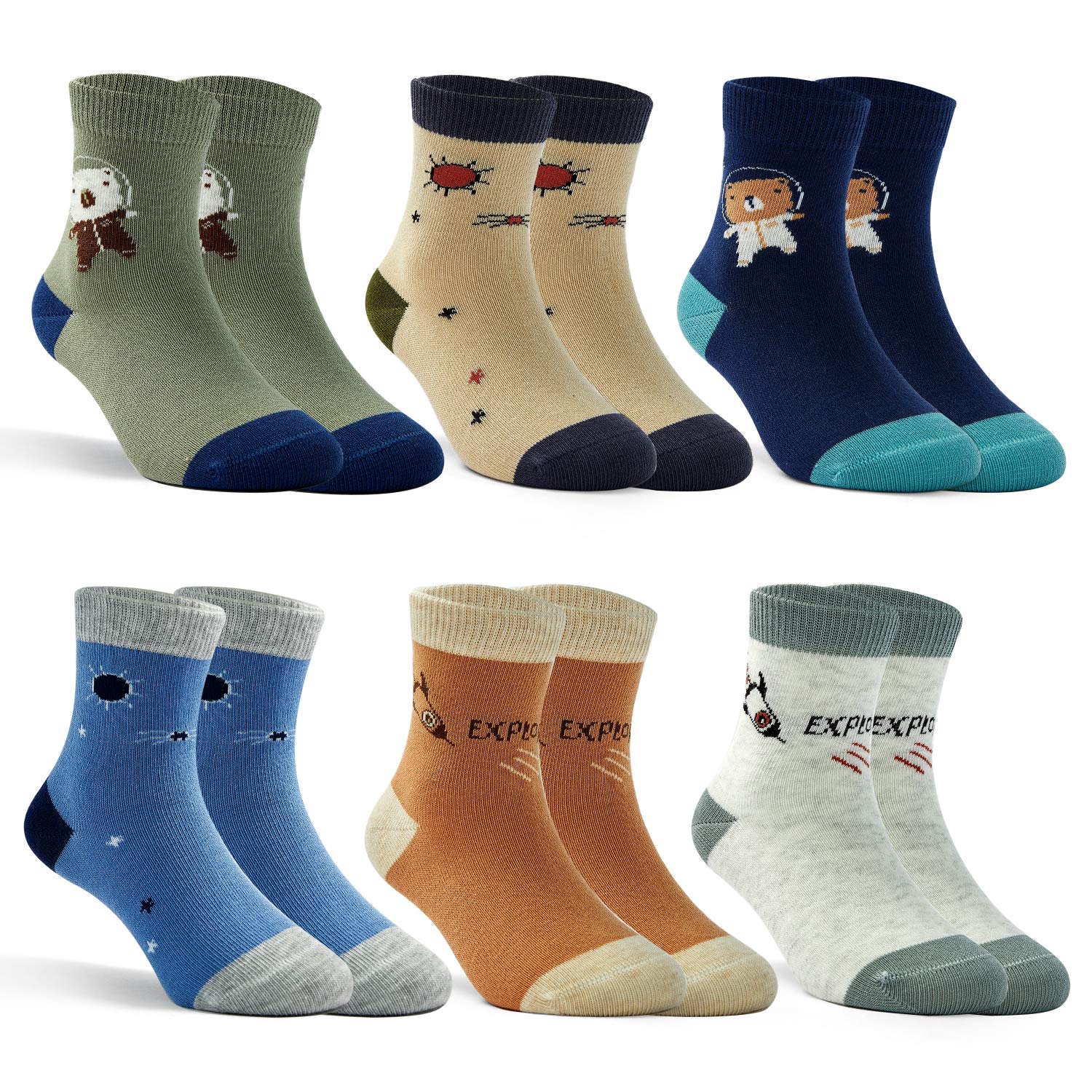 HowJoJo Boys Cotton Crew Socks - Seamless Toe Athletic Socks for Kids - Colorful Quarter-Length Socks for School, Sports & Everyday Comfort
