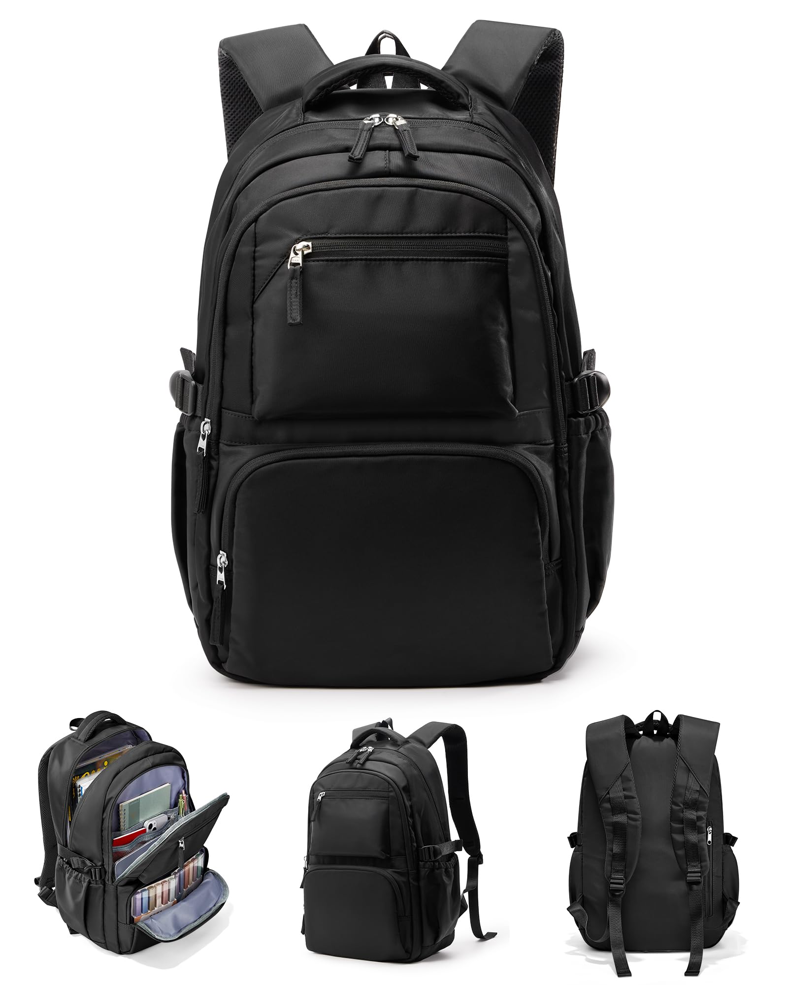 Stylish & Durable School Backpack for Women & Men - University Laptop Backpack (15.6 Inch) by Brevite - Perfect for College, Work & Travel - Black