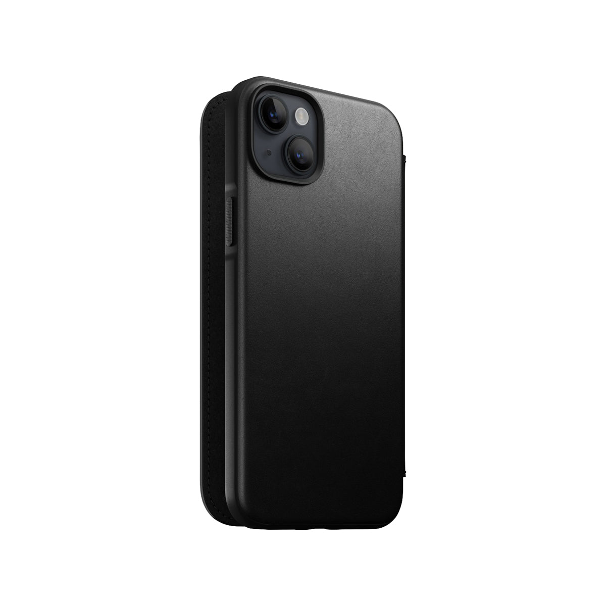 Premium NOMAD Modern Leather Folio Case for iPhone 14 Plus - Genuine Black Leather Phone Cover with Card Slots | Perfect for Business Professionals & Travel Protection