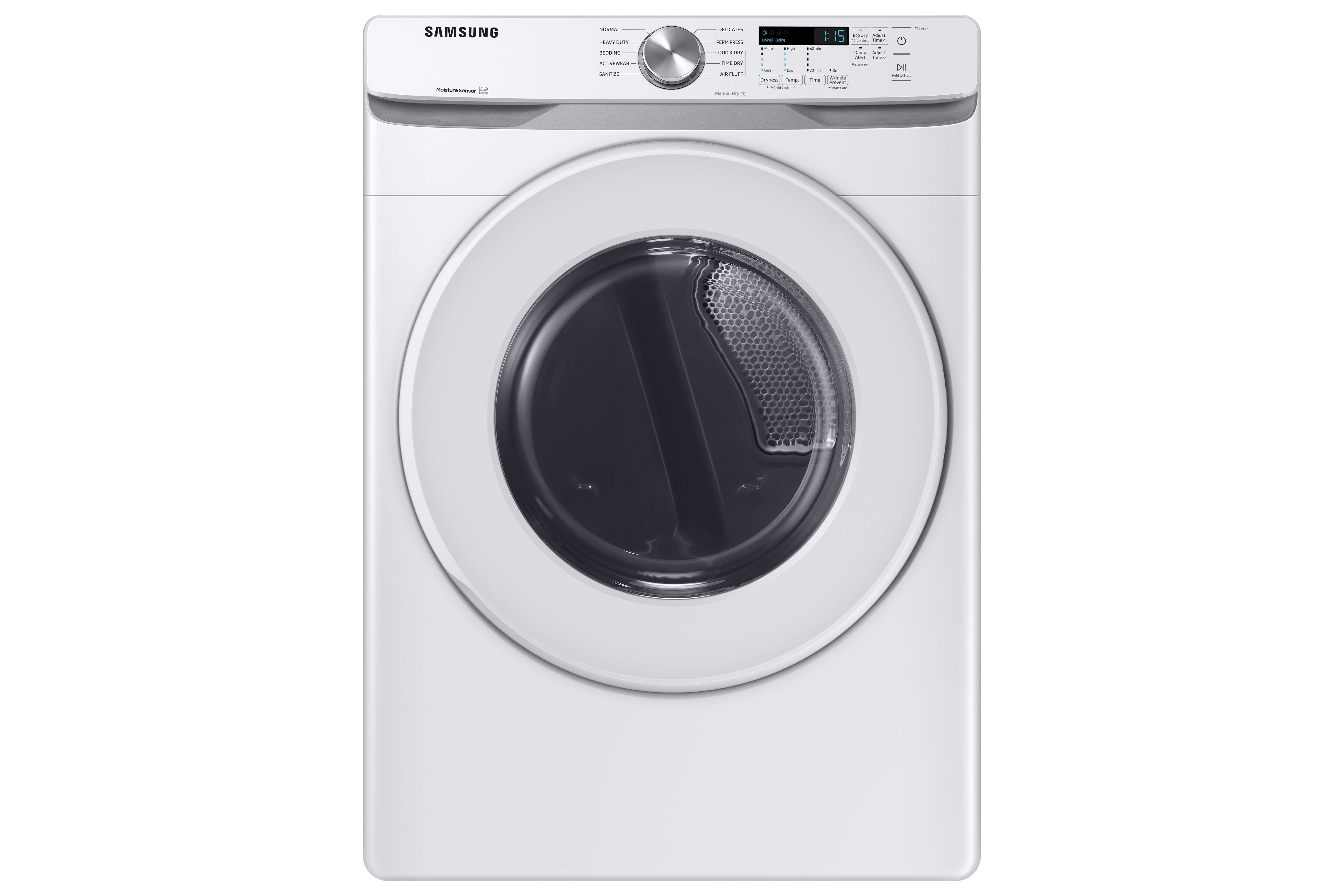 Samsung 7.5 Cu.Ft White Front Load Electric Dryer with Shallow Depth - DVE45T6005W/AC | Energy Efficient Laundry Solution for Small Spaces & Apartments