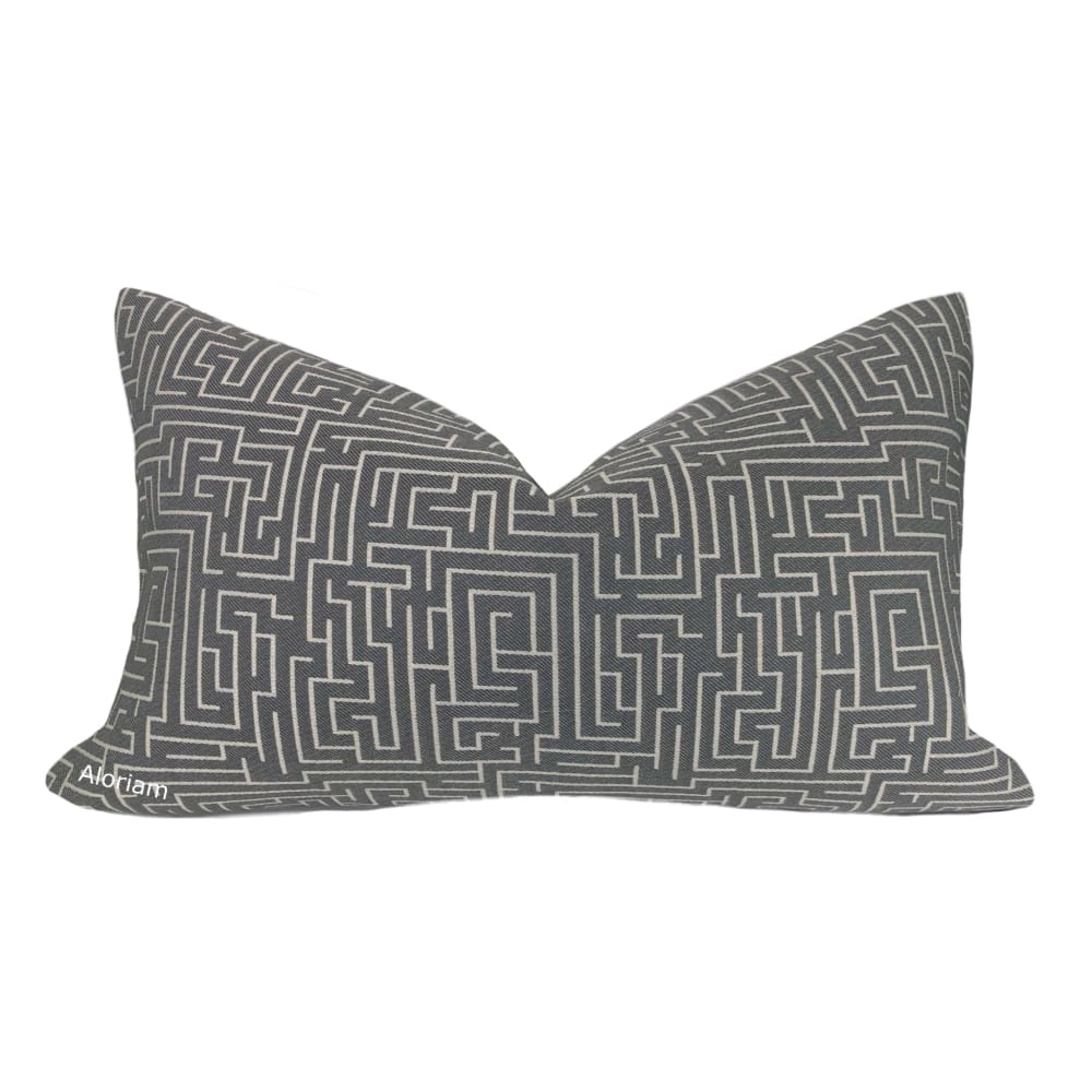 Ariadne Gray Labyrinth Maze Pillow Cover - Decorative Cushion Case for Living Room, Bedroom, Sofa - Unique Greek Mythology Inspired Home Decor