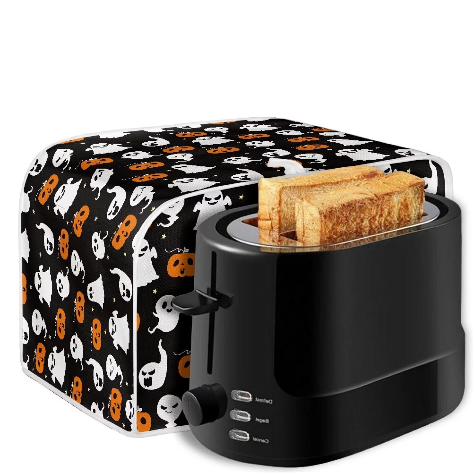 4-Slice Toaster Cover - Waterproof Dustproof Oven Toaster Protector - Fits Most Standard 4-Slice Toasters (12.4 x 10.6 x 8.2 inches) - Halloween Ghost Pumpkin Design - Perfect for Kitchen Countertop Protection & Gift Giving