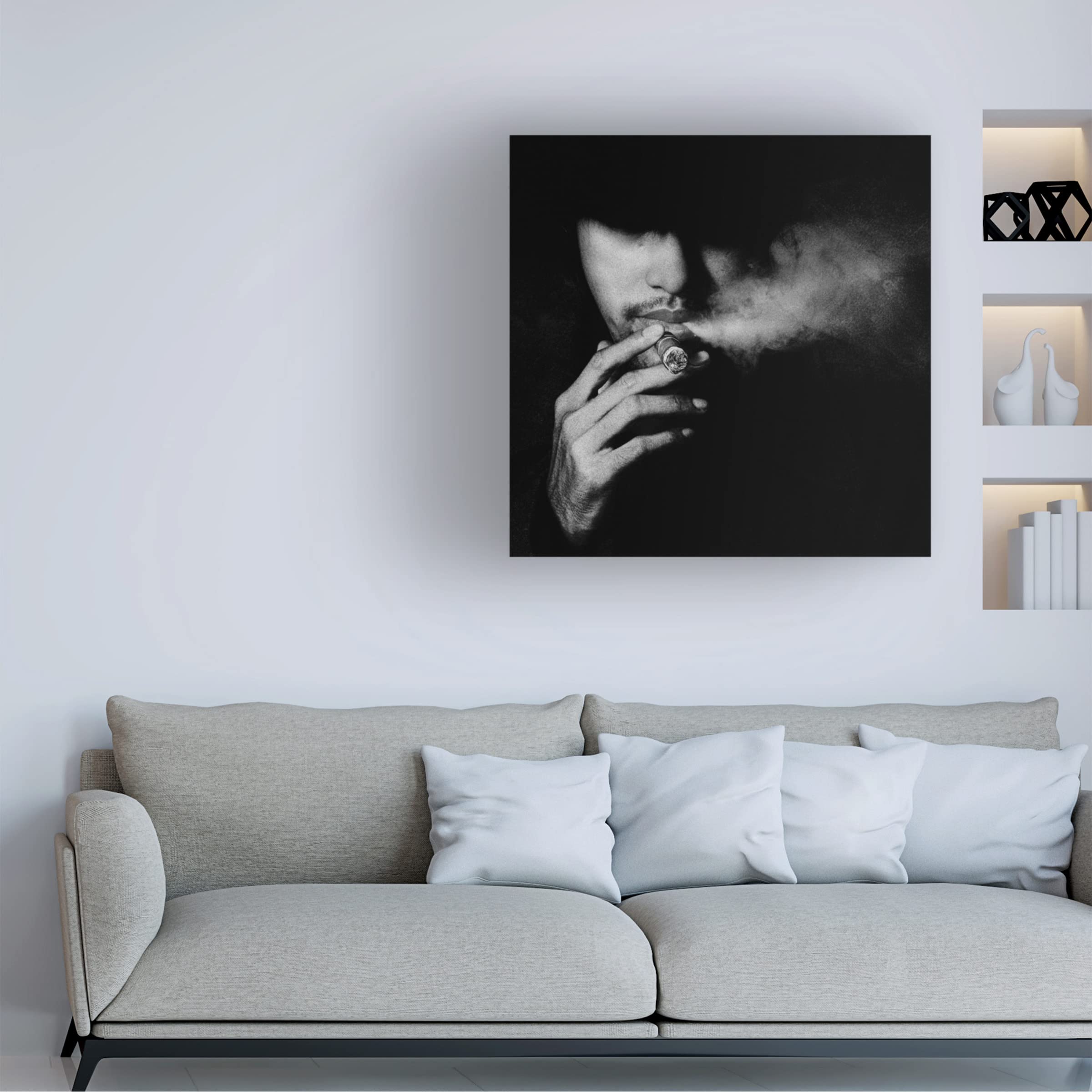 Jay Satriani 'Smoking In The Dark' Canvas Wall Art Print - Modern Abstract Painting for Living Room, Bedroom & Office Decor