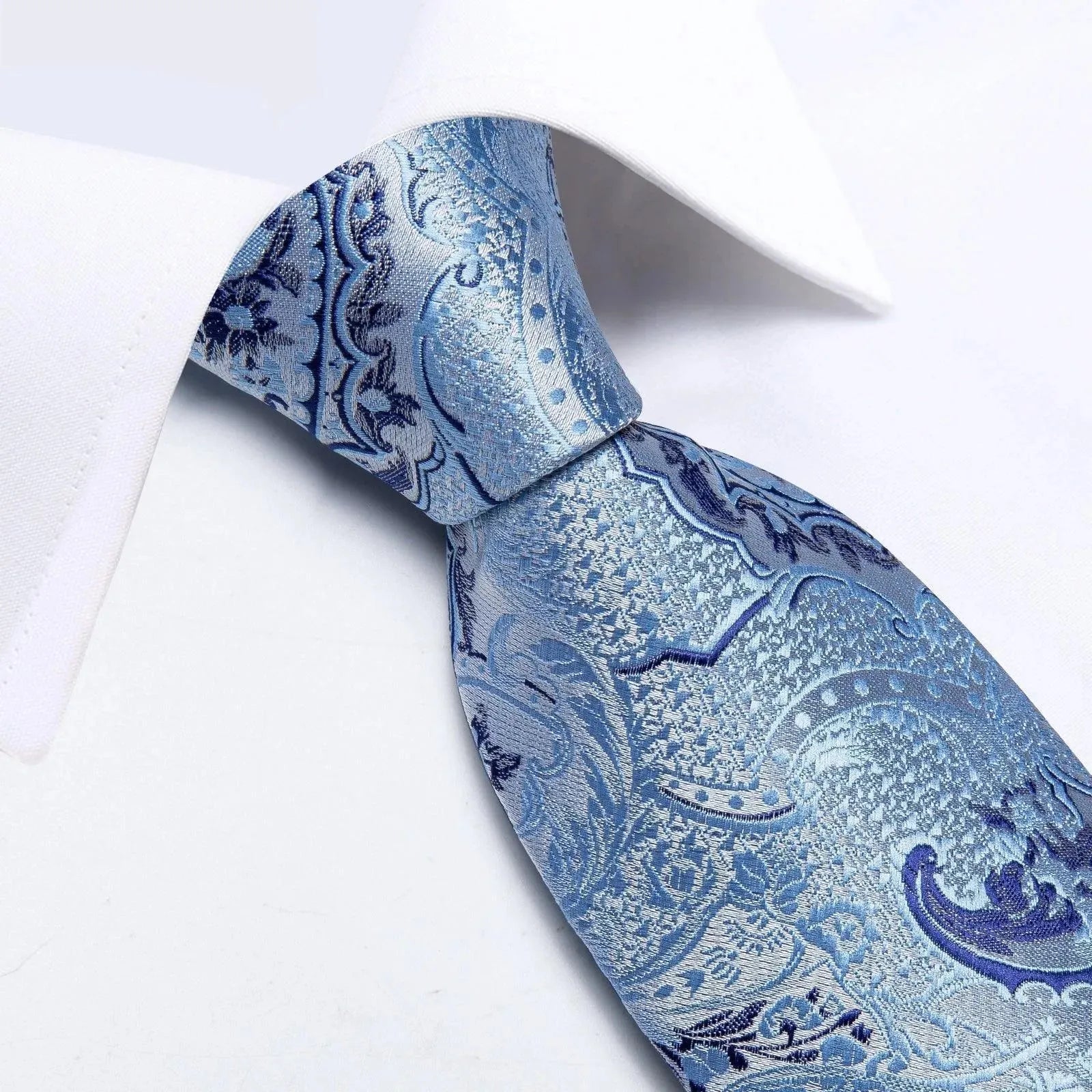 Elegant Blue Paisley Silk Necktie Set for Men - Premium Wedding, Business & Formal Occasion Accessories