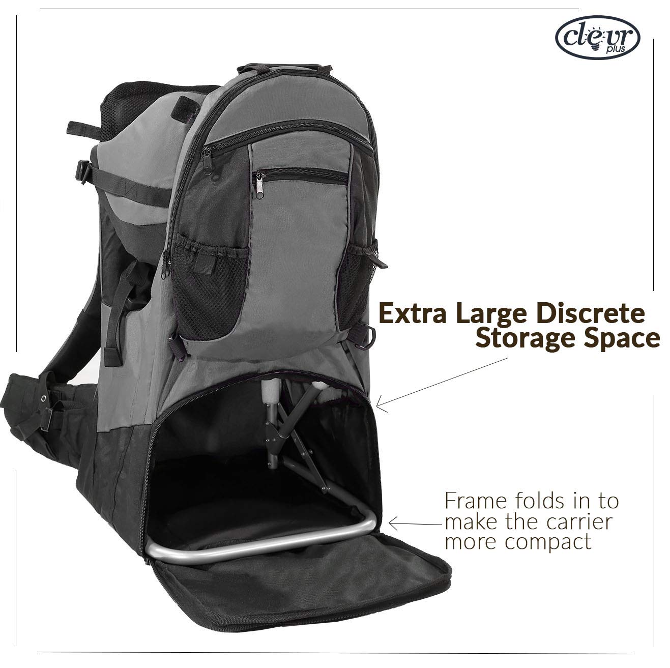 ClevrPlus Deluxe Adjustable Baby Carrier - Ergonomic Infant Backpack for Hiking, Camping & Outdoor Adventures | Hands-Free Parenting Solution for Active Families