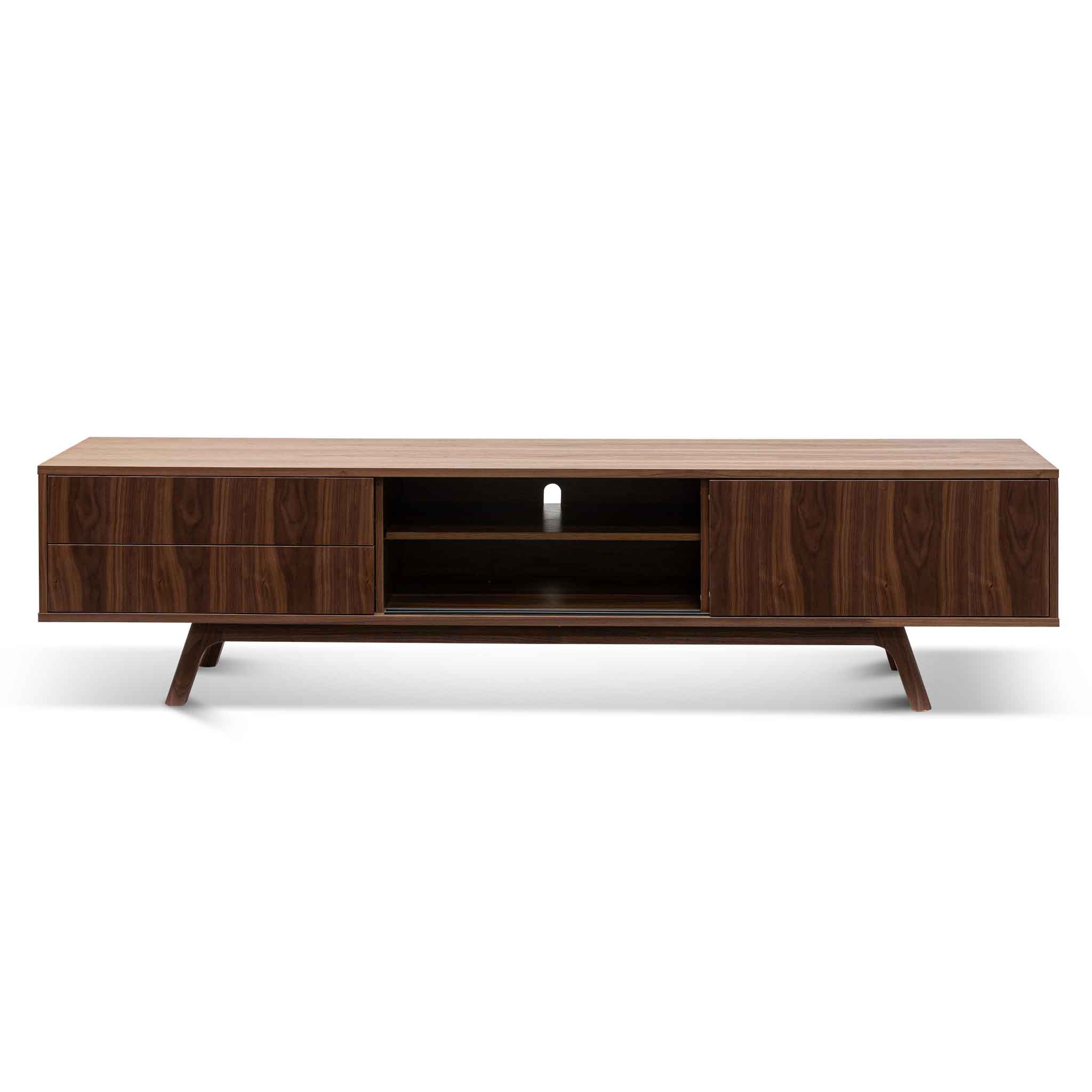 2.1m Walnut TV Stand Entertainment Unit - Modern Media Console for Living Room, Home Theater & Gaming Setup