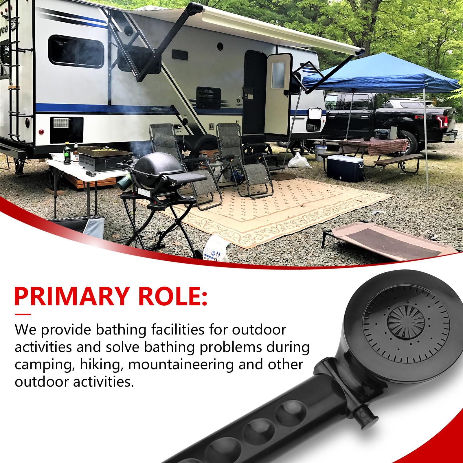RV Outdoor Shower Kit - Exterior Waterproof Shower Box for Campers, Trailers, Vans & Boats | Durable Black Design | Perfect for RV Parks, Beach Trips & Off-Grid Living