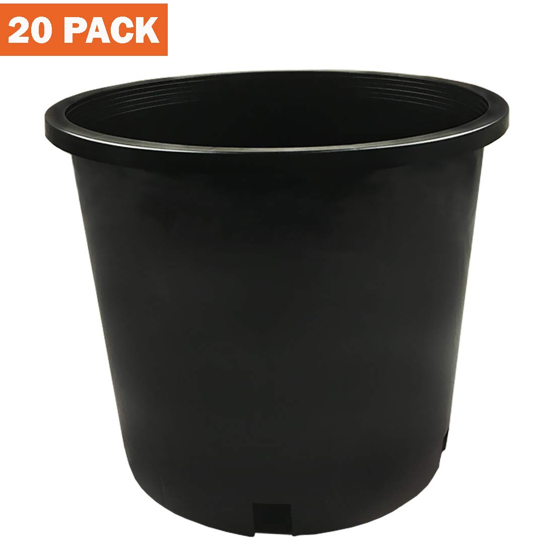 20-Pack 5 Gallon Premium Black Plastic Nursery Pots - Heavy Duty Garden Planters for Trees, Shrubs & Flowers - Perfect for Indoor/Outdoor Gardening, Landscaping & Commercial Nursery Use