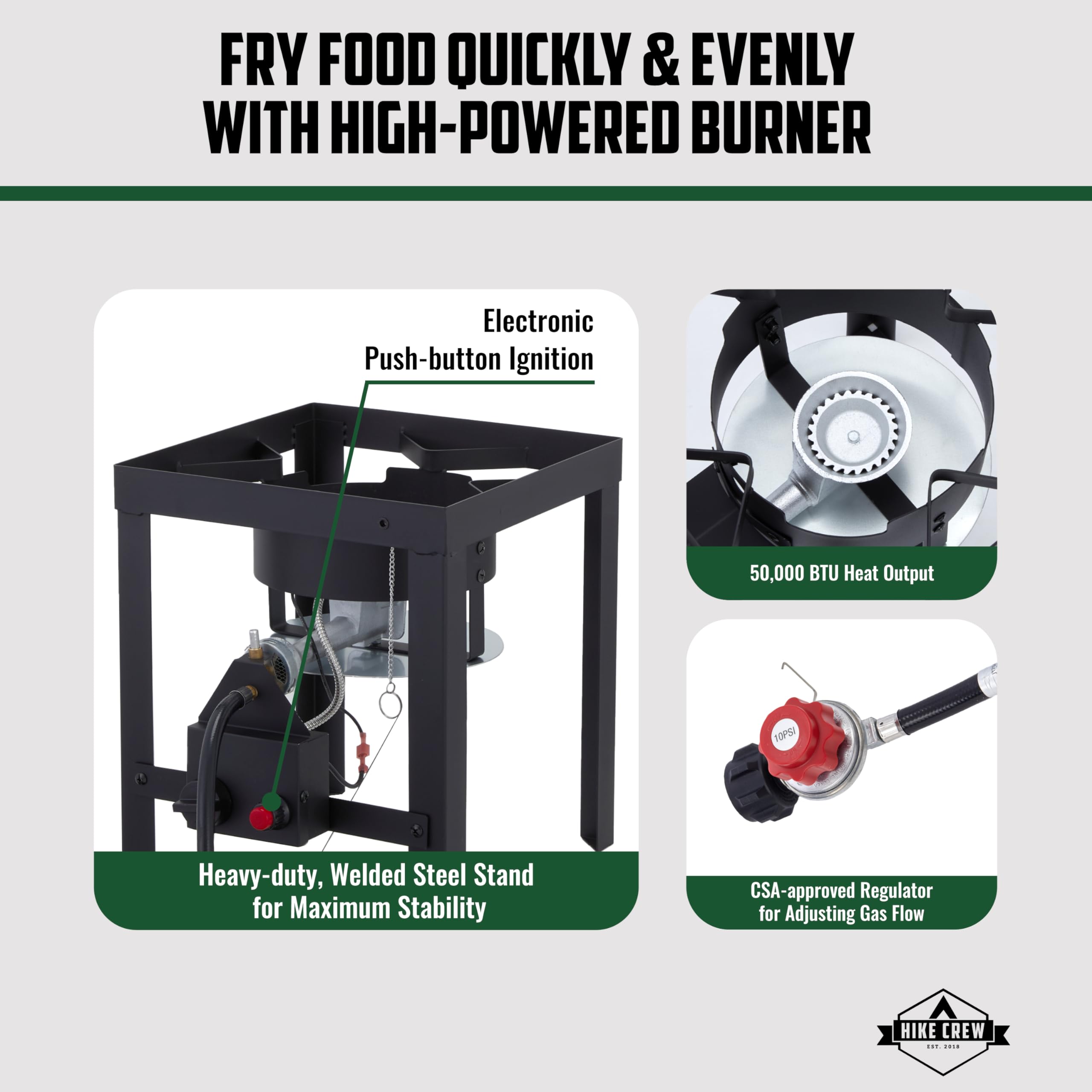 Hike Crew 50,000 BTU Outdoor Propane Turkey Fryer Kit with Timer & Igniter - 30qt & 10qt Stainless Steel Pots, Strainer Baskets (12