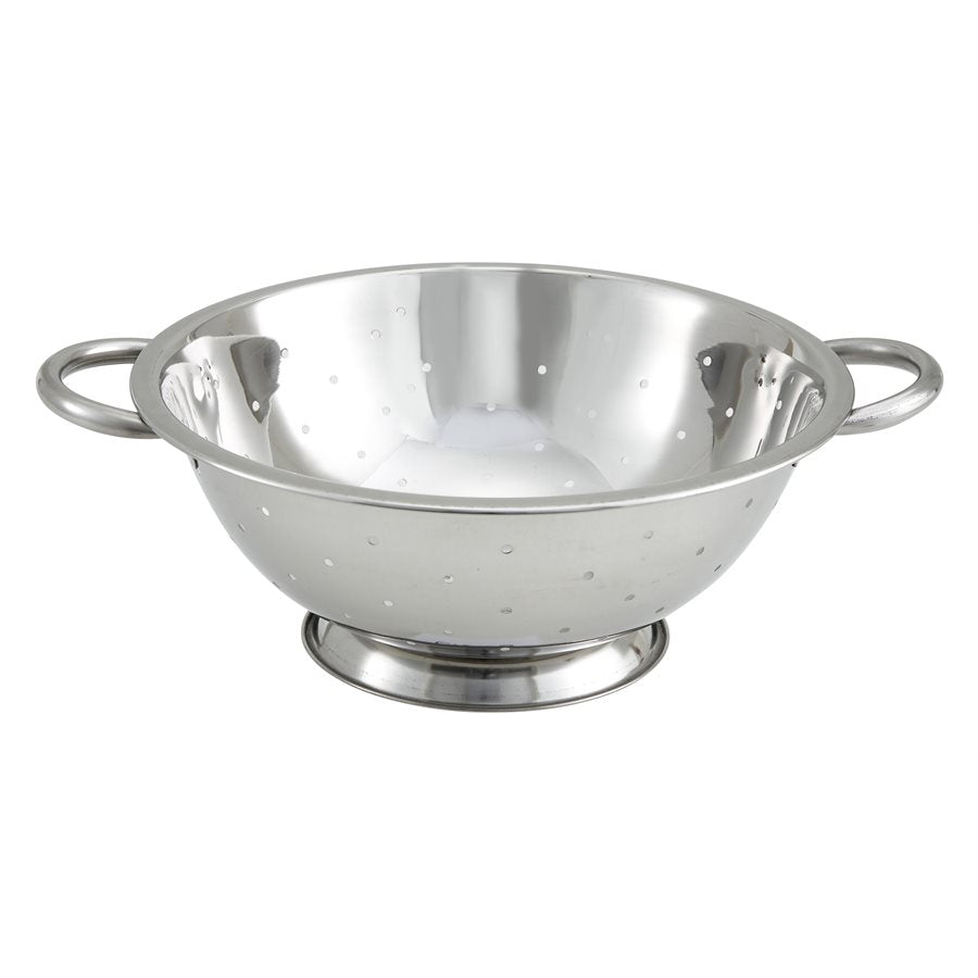 Winco 5 Qt Stainless Steel Colander - Durable Kitchen Strainer for Pasta, Vegetables & Fruits - Perfect for Cooking, Draining & Washing Produce