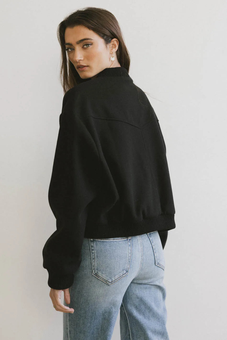 Black Molly Bomber Jacket for Women - Stylish & Warm Outerwear for Fall & Winter - Perfect for Casual Outings, Travel & Streetwear Fashion