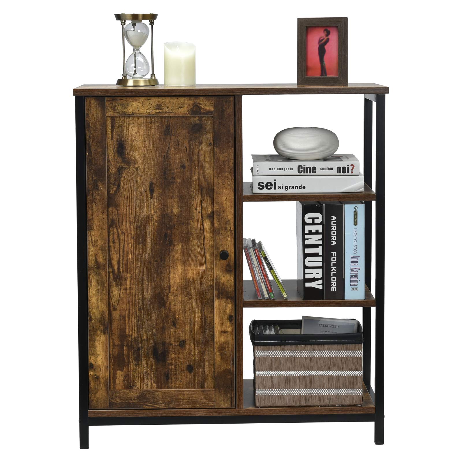 GLACER Rustic Brown Industrial Floor Cabinet - 27.5