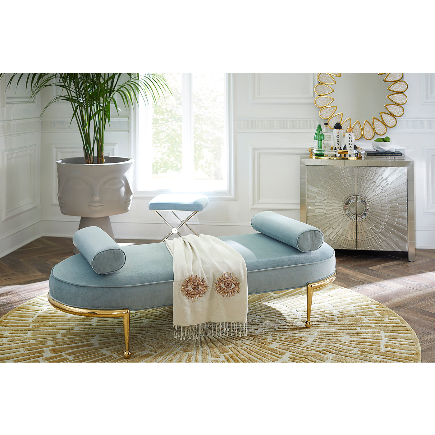 Sunburst Hand Knotted Round Rug - Bohemian Style Area Rug for Living Room, Bedroom, or Nursery - Soft & Durable Home Decor