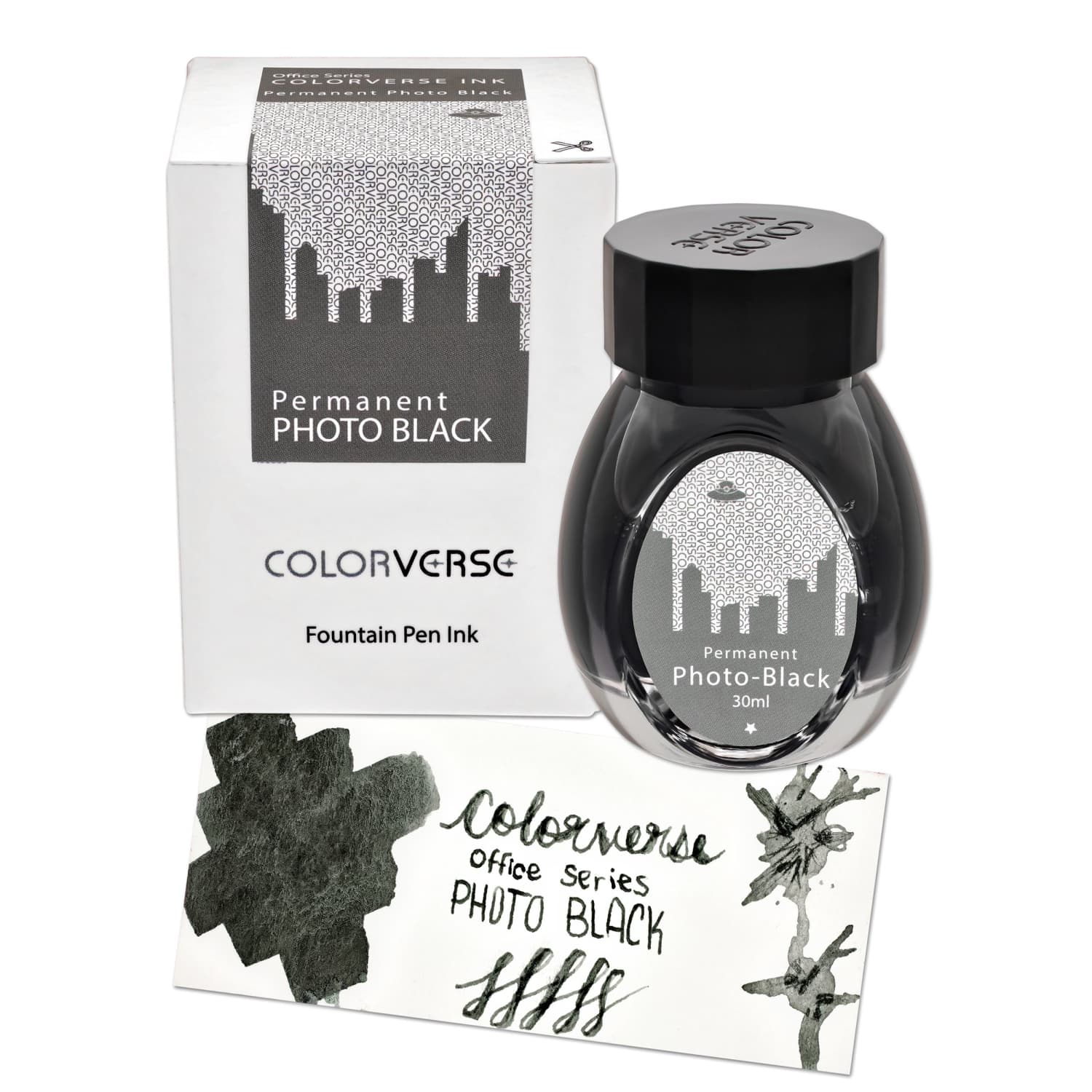 Colorverse Permanent Photo Black (Gray) Bottled Ink - 30mL for Fountain Pens, Calligraphy & Artistic Writing - Perfect for Office, Journaling & Creative Projects
