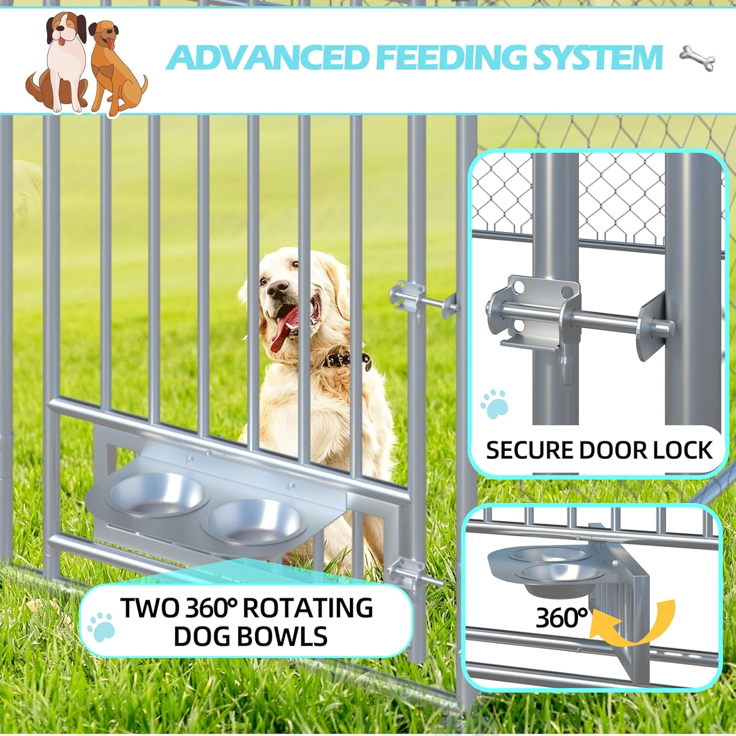 Heavy Duty 10x10 Dog Kennel with Large Roof - Durable Outdoor Pet Enclosure for Large Dogs - Perfect for Backyard, Kennel Runs & Dog Training