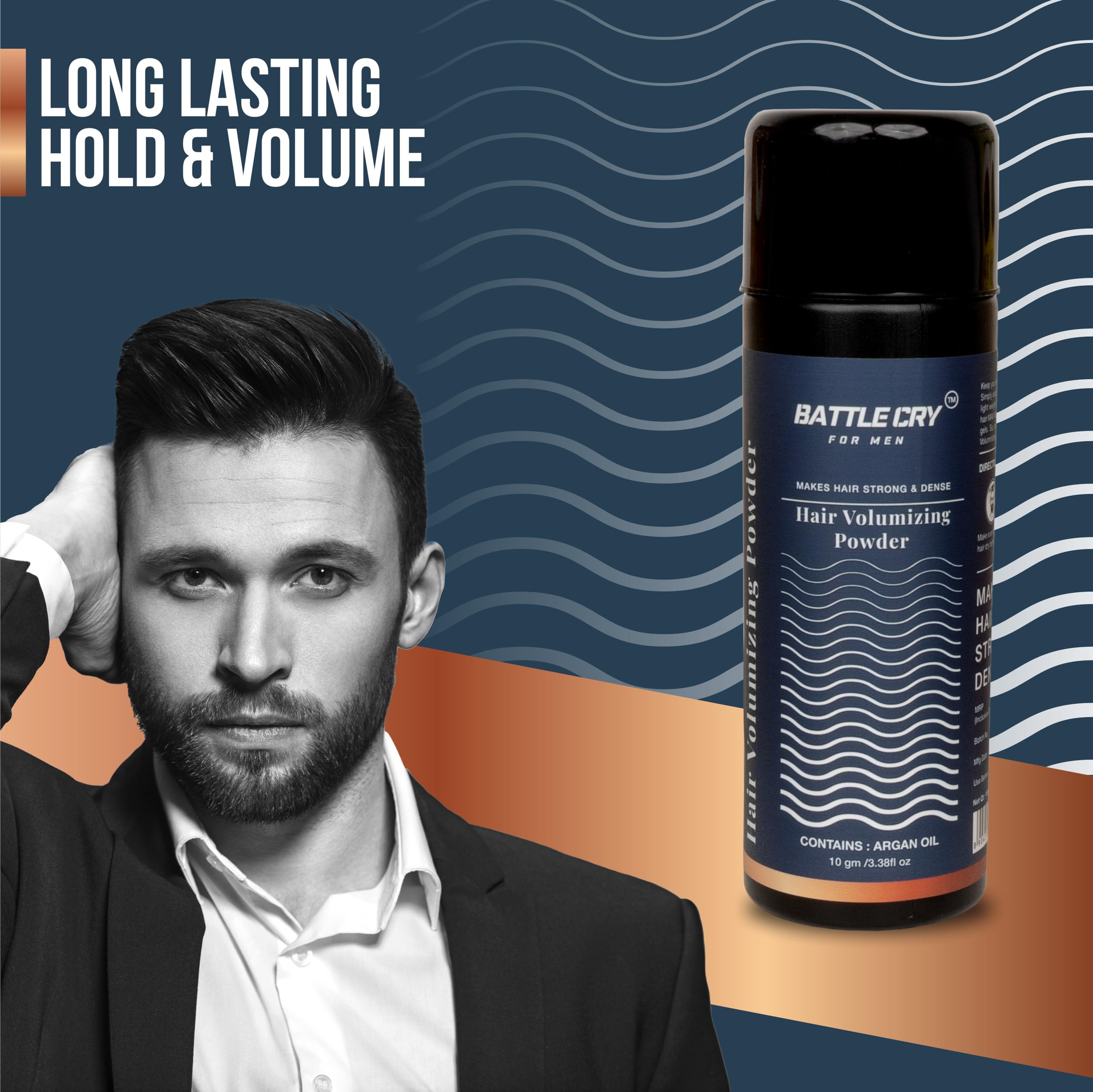 Battlecry Hair Volumizing Powder for Men - Lightweight Styling Powder with Matte Finish & Massive Volume (10g) | Quick & Easy Hair Styling Solution for Thin or Flat Hair | Perfect for Daily Use, Special Occasions & Professional Looks