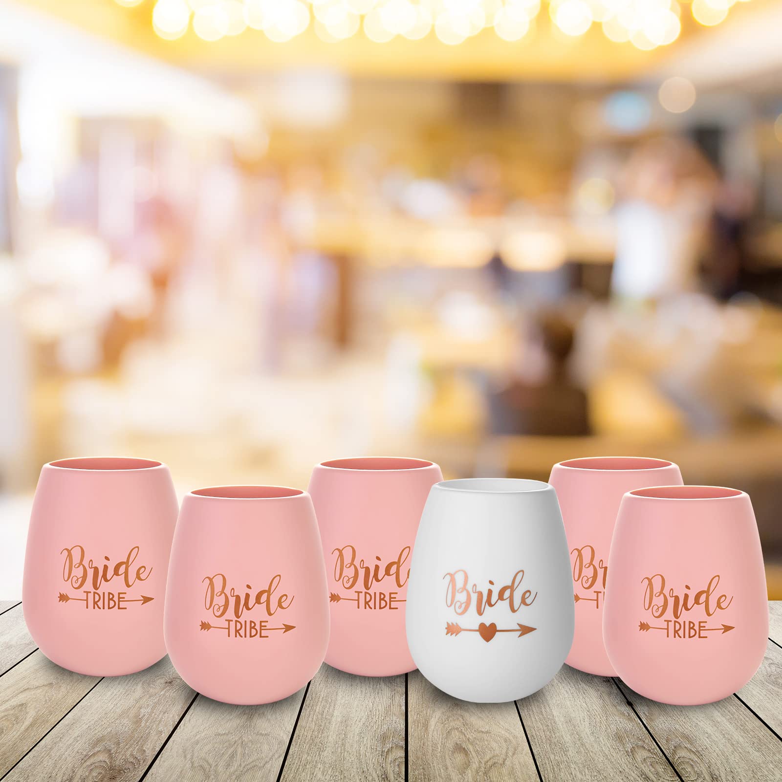 10-Pack Bachelorette Party Wine Cups - White & Rose Gold Silicone Bride Tribe Glasses, Bridal Shower Favors, Wedding Gifts for Bridesmaids - Perfect for Girls' Night, Wedding Celebrations & Bachelorette Parties