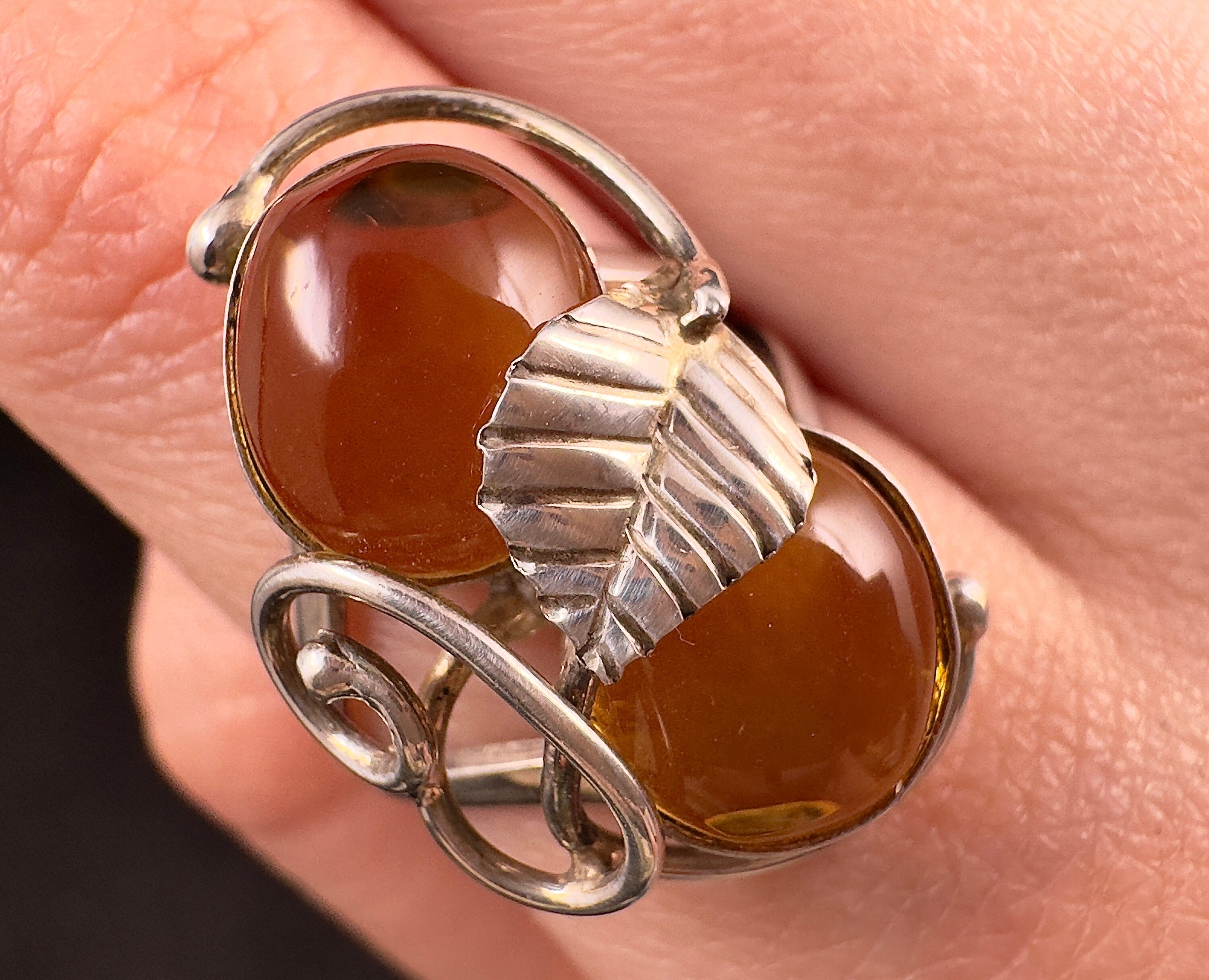 Natural Amber Ring Adjustable Size - Genuine Sterling Silver Jewelry with Polished Amber Gemstone for Women | Perfect Gift for Birthday, Anniversary & Everyday Wear
