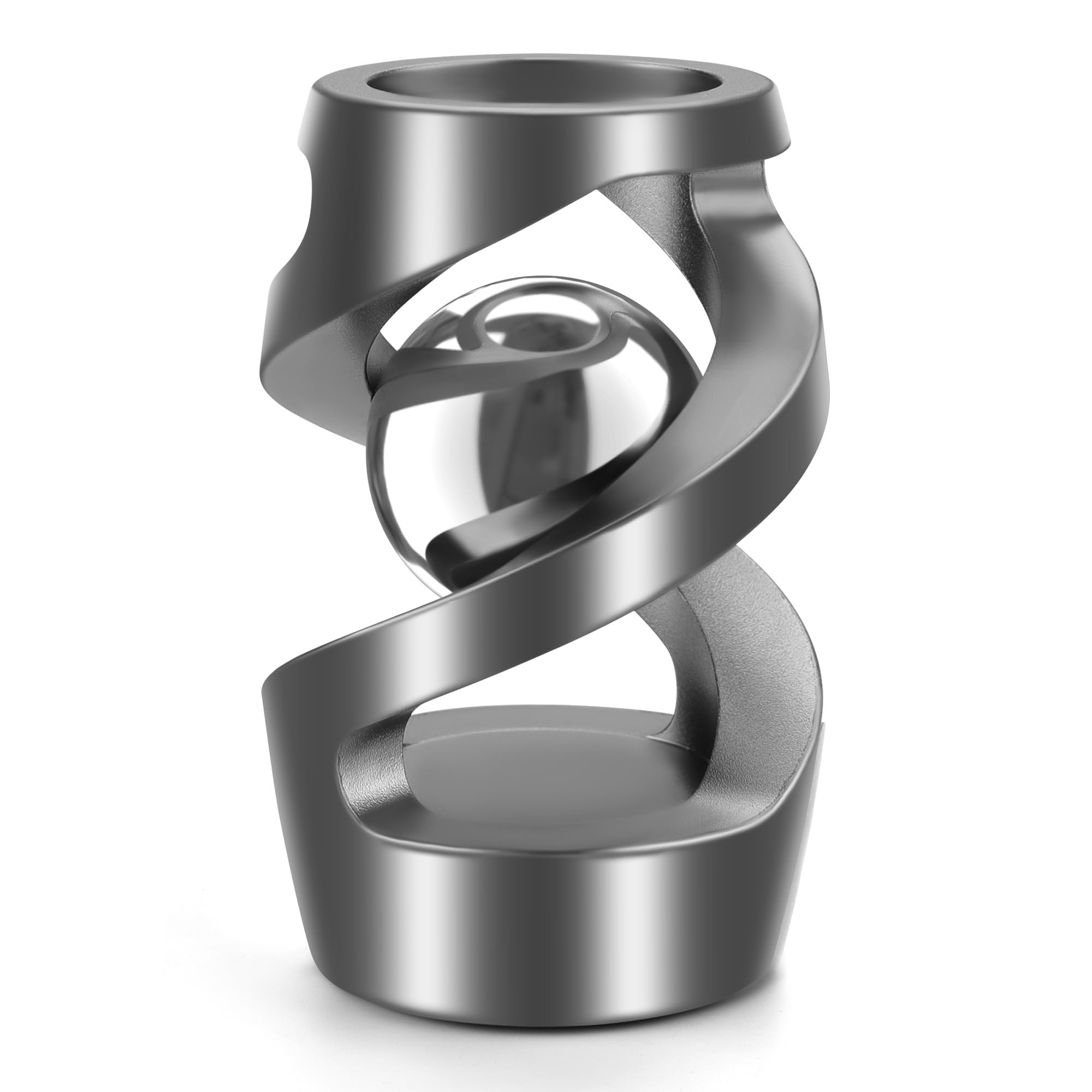 Upgraded Kinetic Desk Toys for Adults & Kids - Stress Relief Fidget Spinner for Office, ADHD, Anxiety - Quiet Desk Fidget Toys for Teens & Adults - Grey Silver - Perfect for Work, Study & Focus Enhancement
