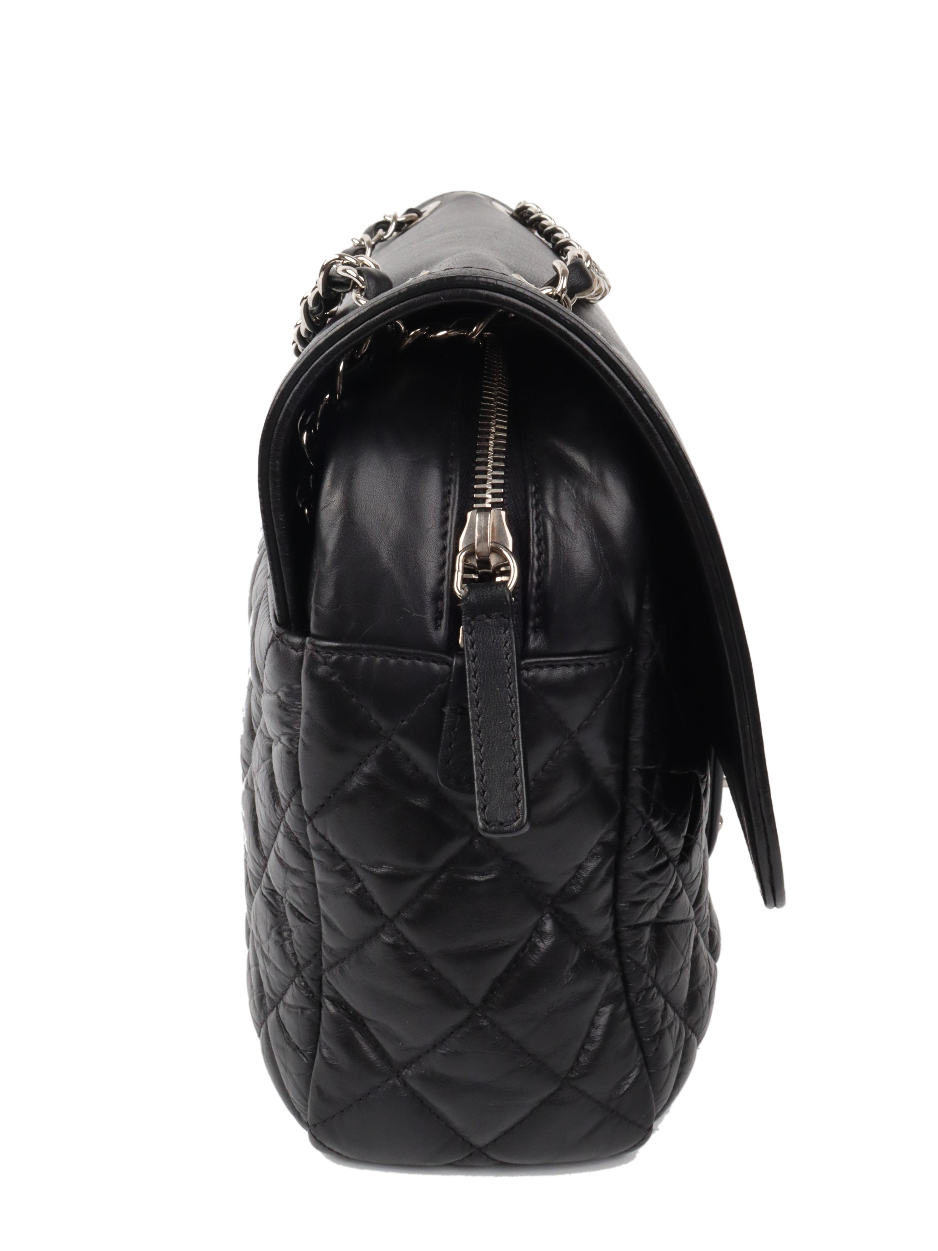 Chanel Black Wrinkled Quilted Leather Flap Bag Crossbody Purse for Women | Luxury Designer Handbag for Evening Parties, Date Nights & Special Occasions