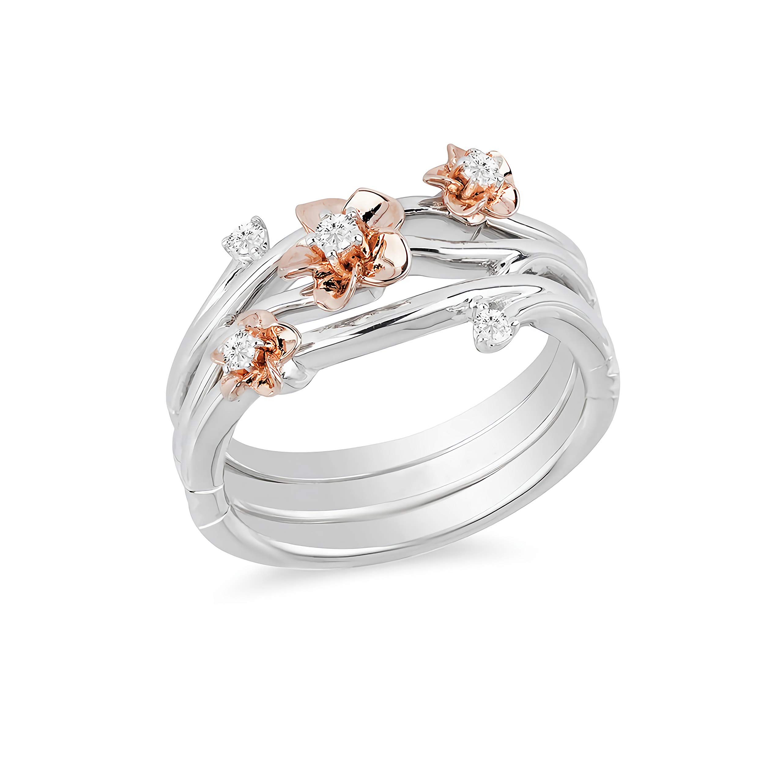 1/10 Carat (CTW) Moissanite Engagement Ring - 10K, 14K, 18K Gold or Platinum Plated Silver Flower Ring for Women | Wedding Proposal, Anniversary Gift, Bridal Jewelry