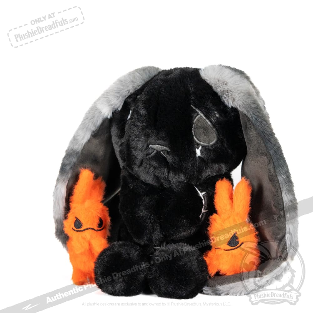 Plushie Dreadfuls Anxiety Rabbit Stuffed Animal - Black Limited Edition Emotional Support Toy for Stress Relief & Comfort