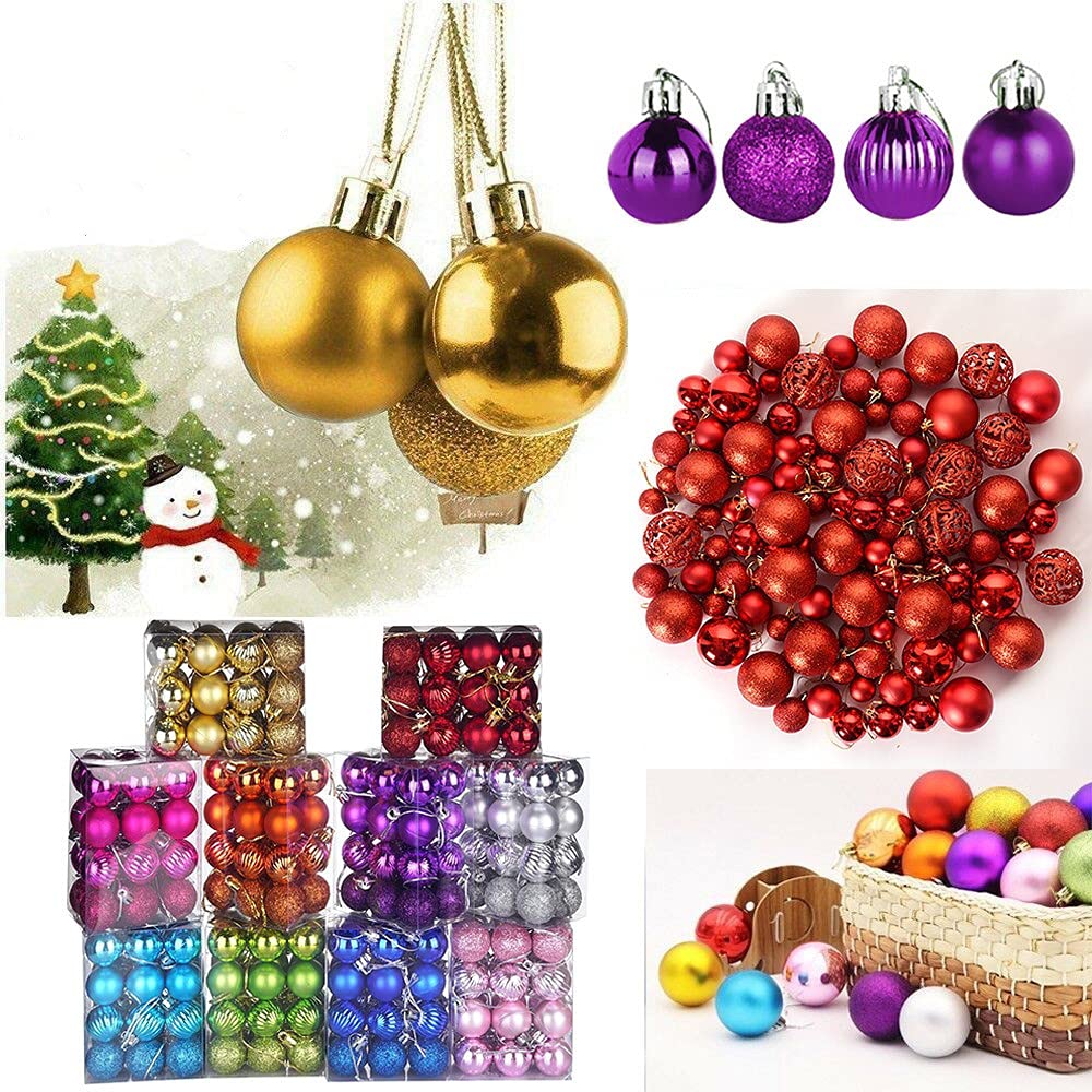 Gosuguu 24-Piece Shatterproof Christmas Ball Ornaments Set - 3 Styles of 1.5 Inch Large Hanging Decorations for Xmas Tree, Holiday Party & Wedding Decor | Perfect for Indoor Christmas Decorating, Gift Wrapping, and Festive Home Styling
