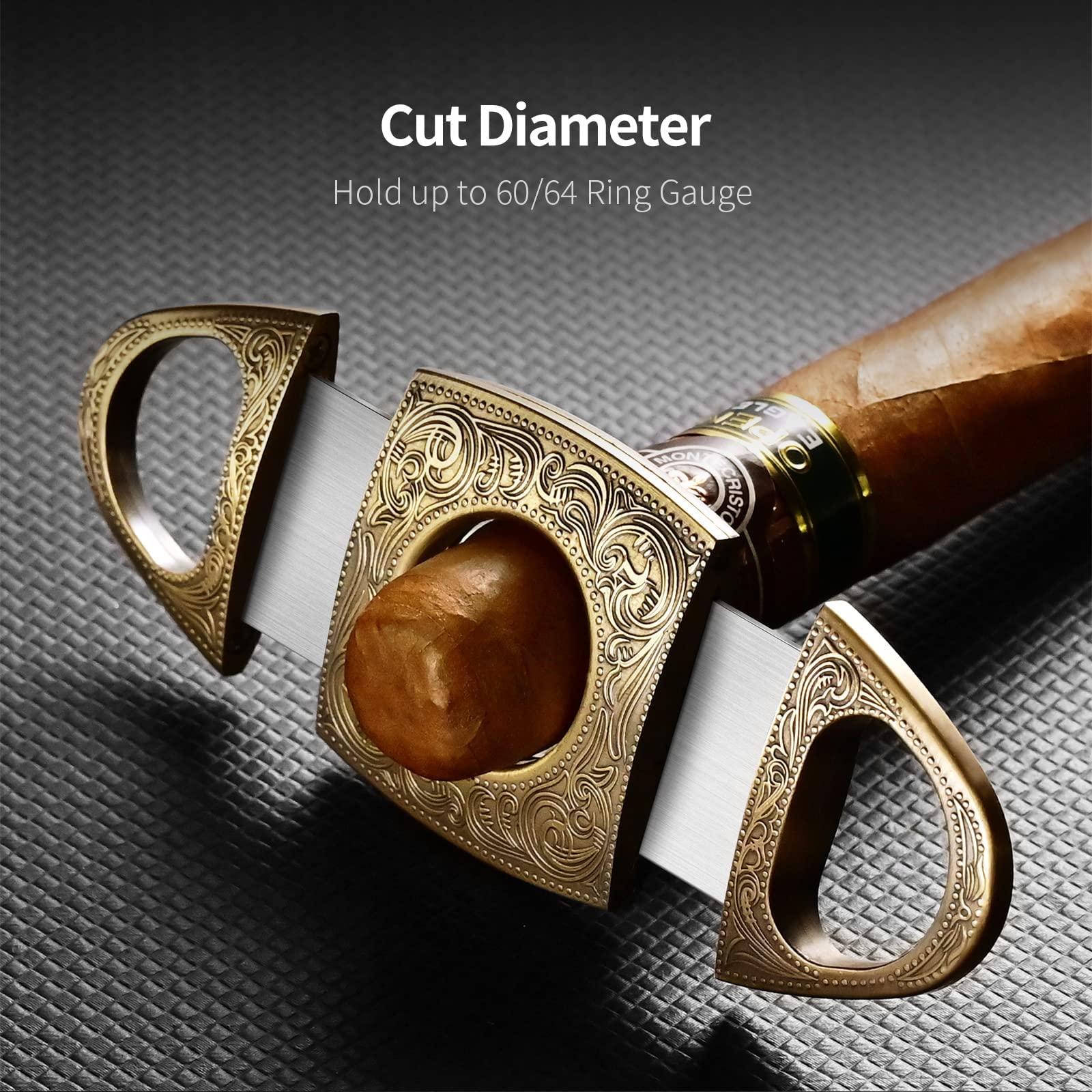 Premium Stainless Steel Bronze Engraved Double Blade Cigar Cutter - Gold Finish | Perfect for Cigar Aficionados, Gifts & Luxury Smoking Accessories | Ideal for Home Bars, Outdoor Smoking & Special Occasions